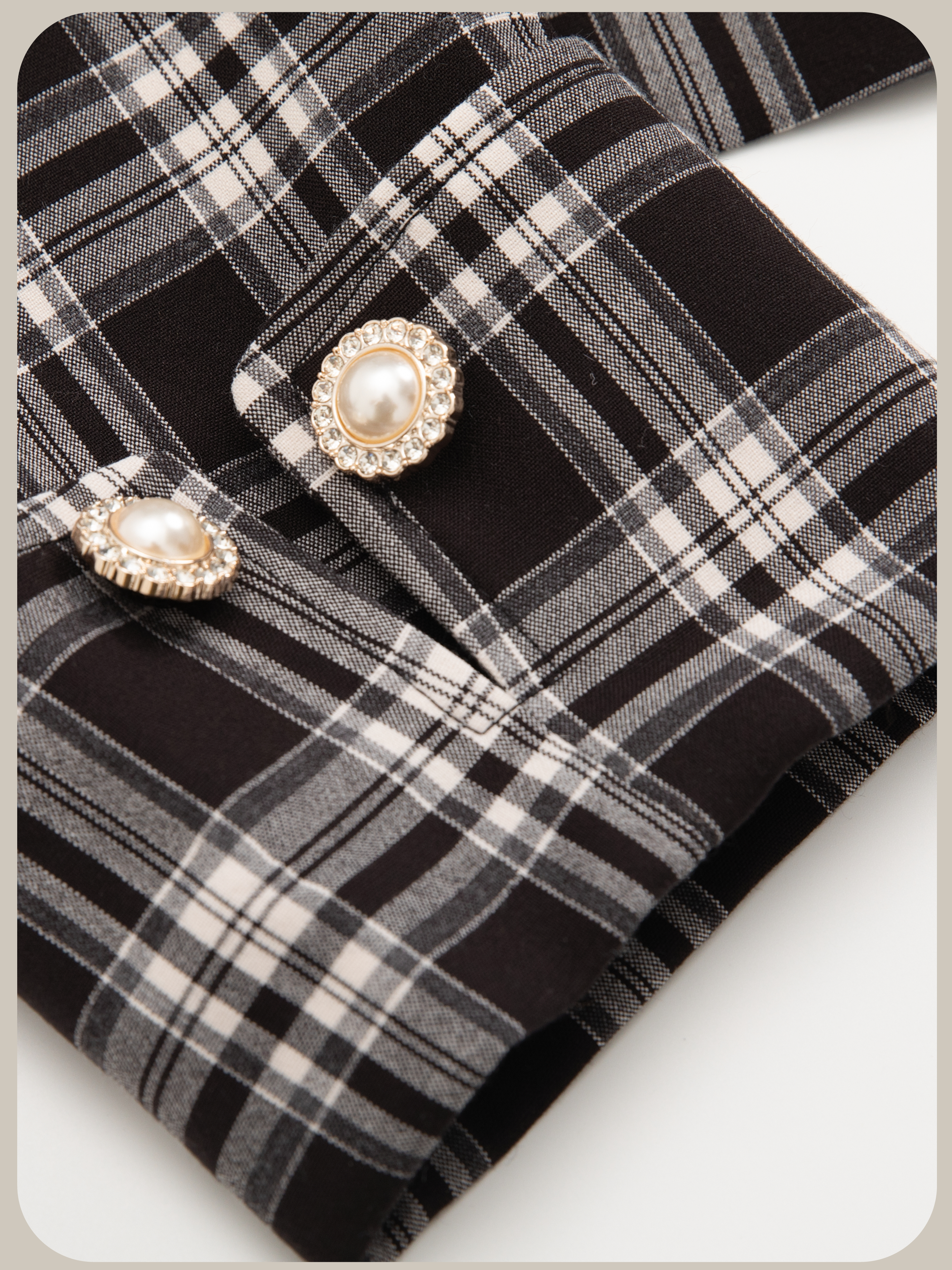 ・予約商品・Lace Collar Plaid Jacket Set Up/レース襟チェック柄ジャケットセットアップ