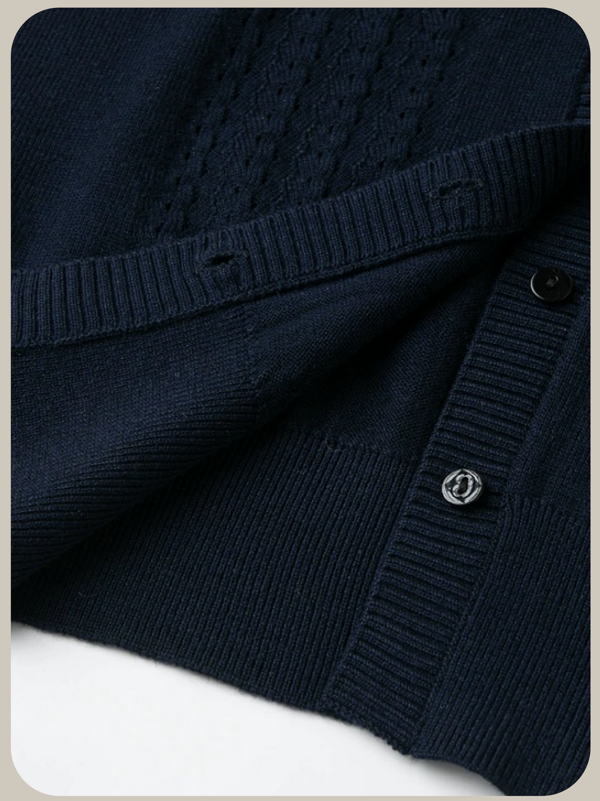 Navy Ruffle Trim Knit Cardigan/ネイビーラッフルトリムニットカーディガン