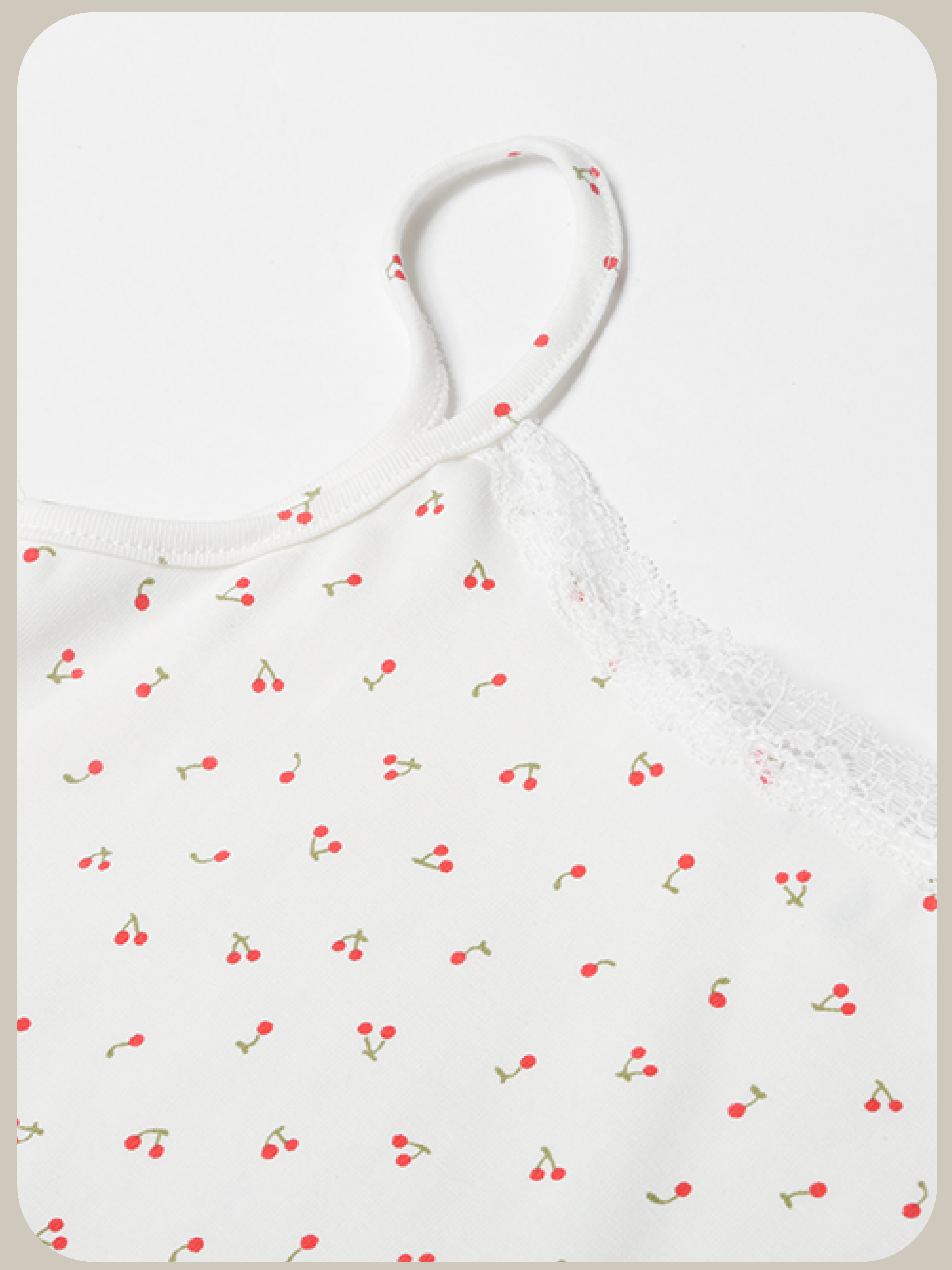 Lace Piping Cherry Motif Cami/レースパイピングチェリーモチーフキャミソール