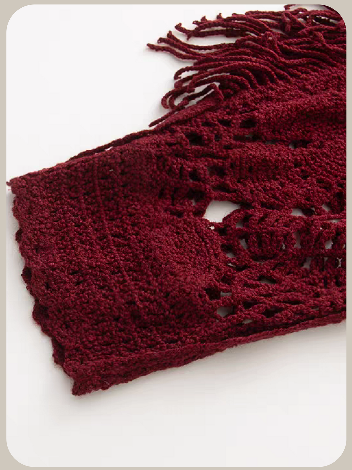 Crochet Fringe Hollow Out Knit/クロシェ編みフリンジ透かしニット