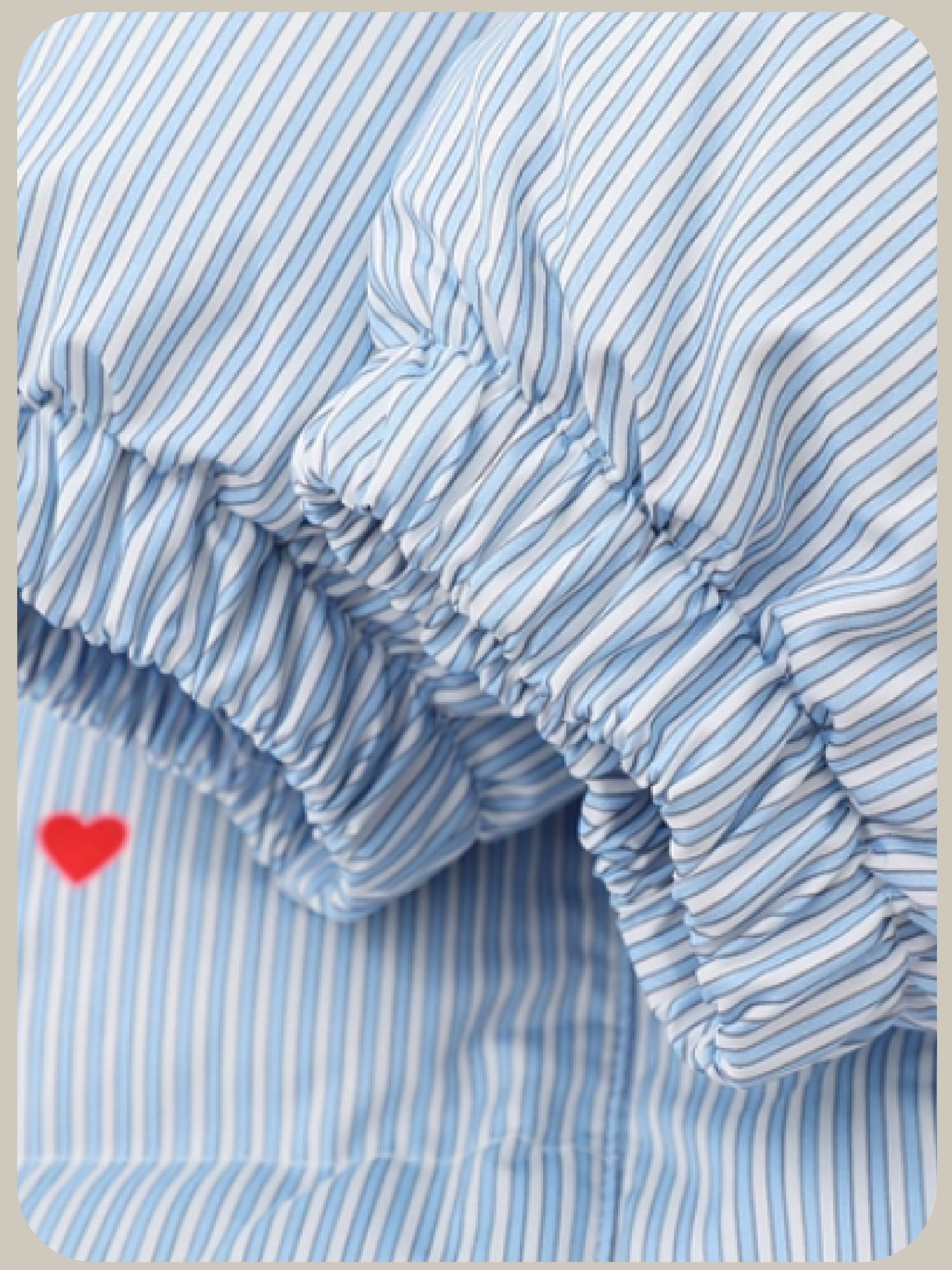 Heart Design Baby Blue Stripe Down Jacket/ハートデザインベビーブルーストライプダウンジャケット