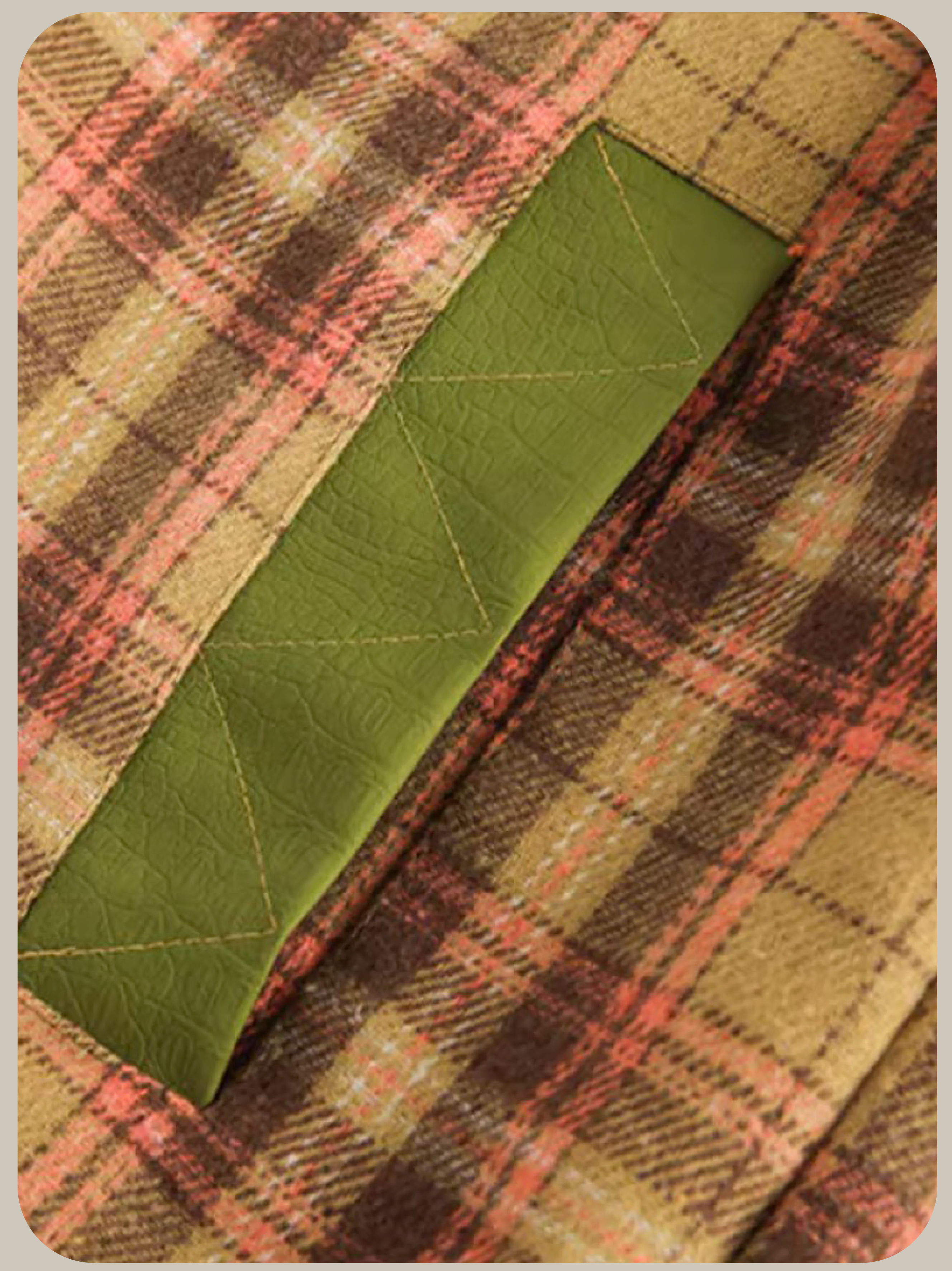 Chic Plaid PU Stitched Jacket/シックチェック柄PUステッチジャケット