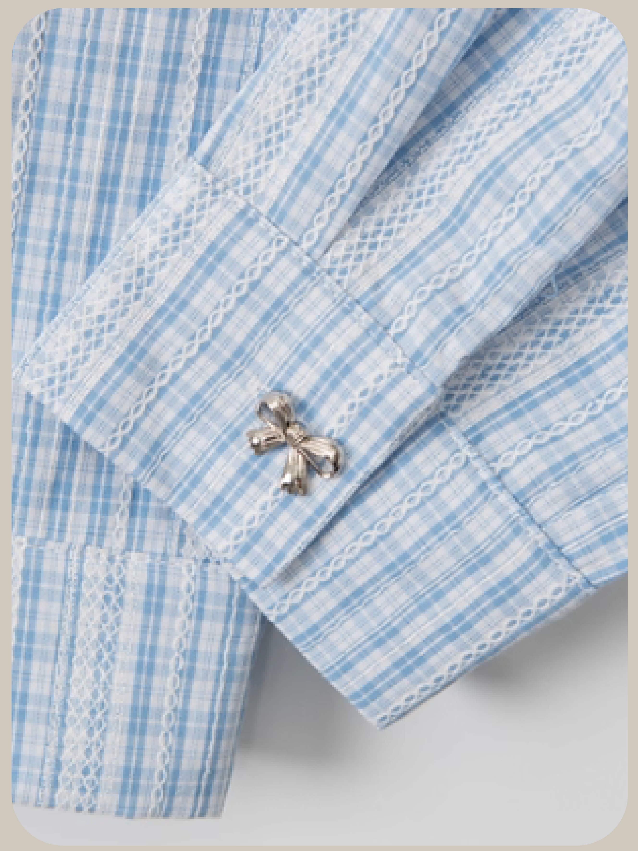 Flare Lace Stitching Plaid Shirt/フレアレースステッチチェックシャツ