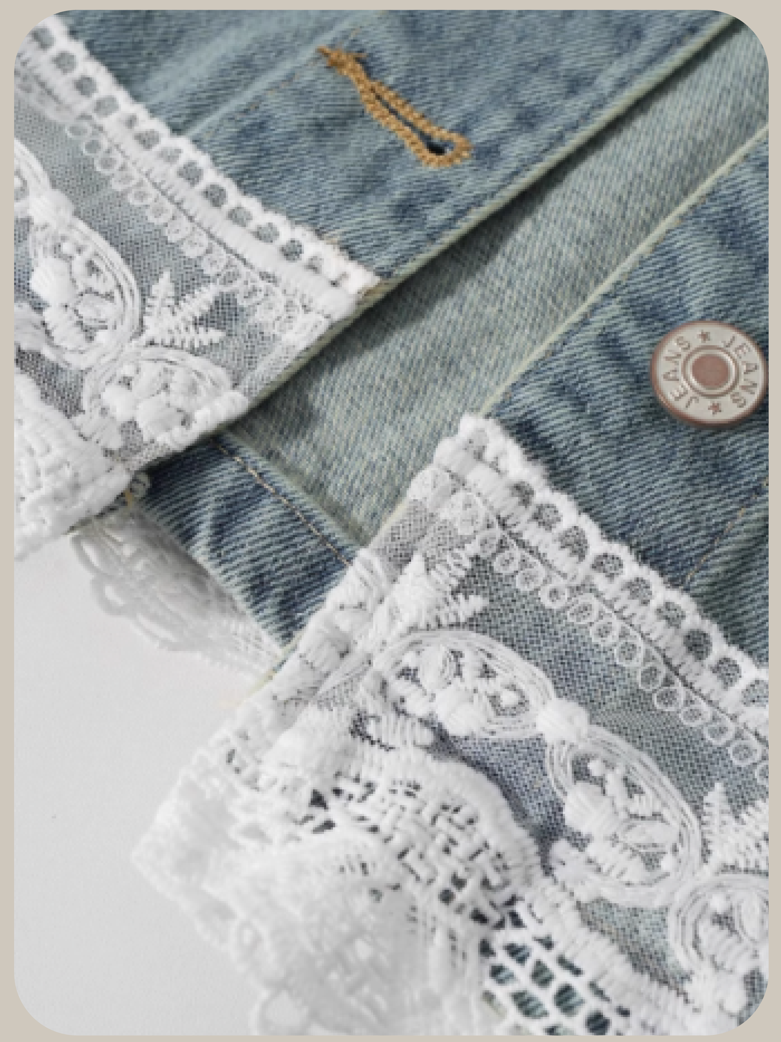 Cropped Lace Docking Denim Jacket/クロップドレースドッキングデニムジャケット
