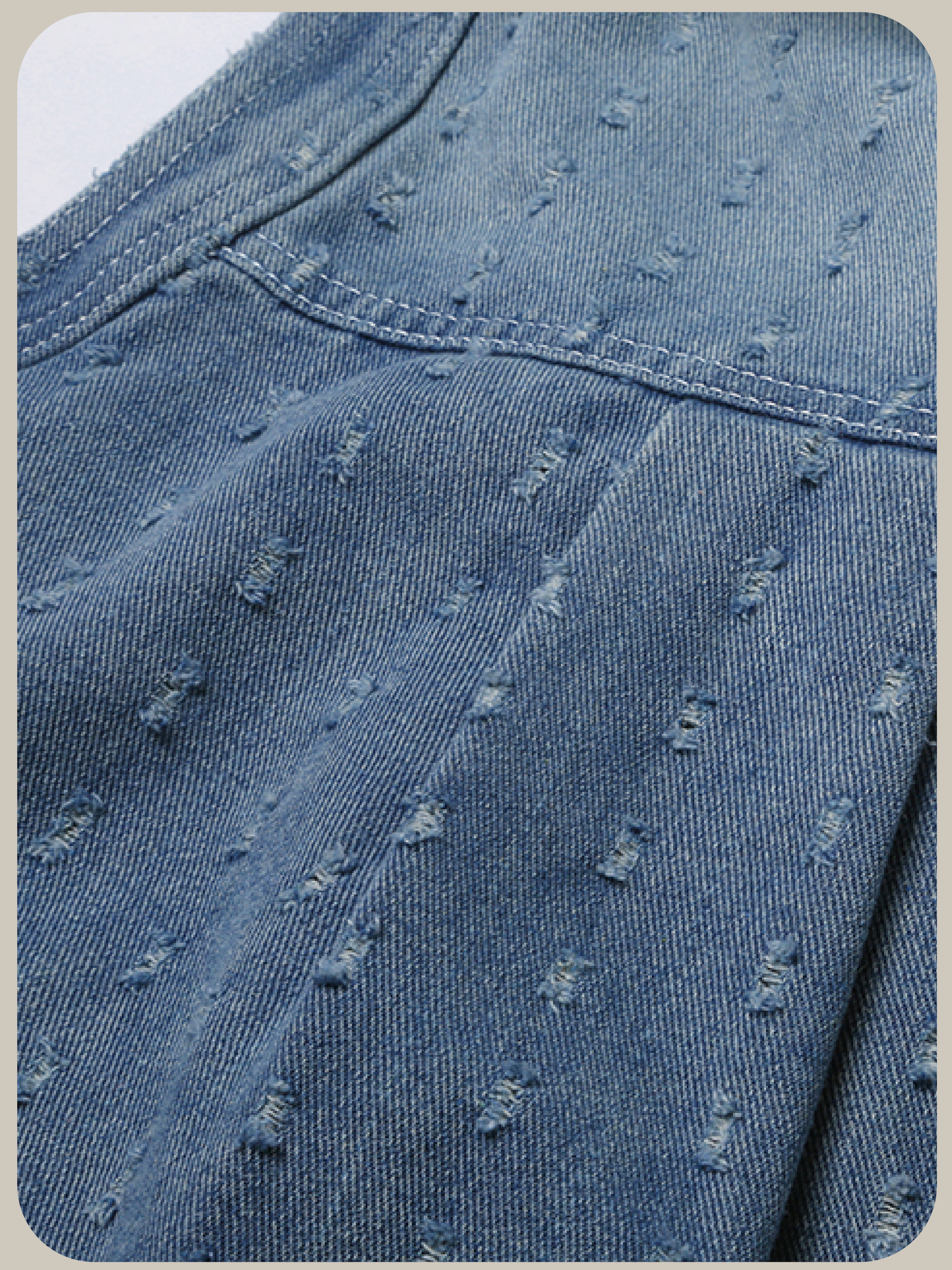 Fringe Design Lace Deco Denim Set Up/フリンジデザインレースデコデニムセットアップ