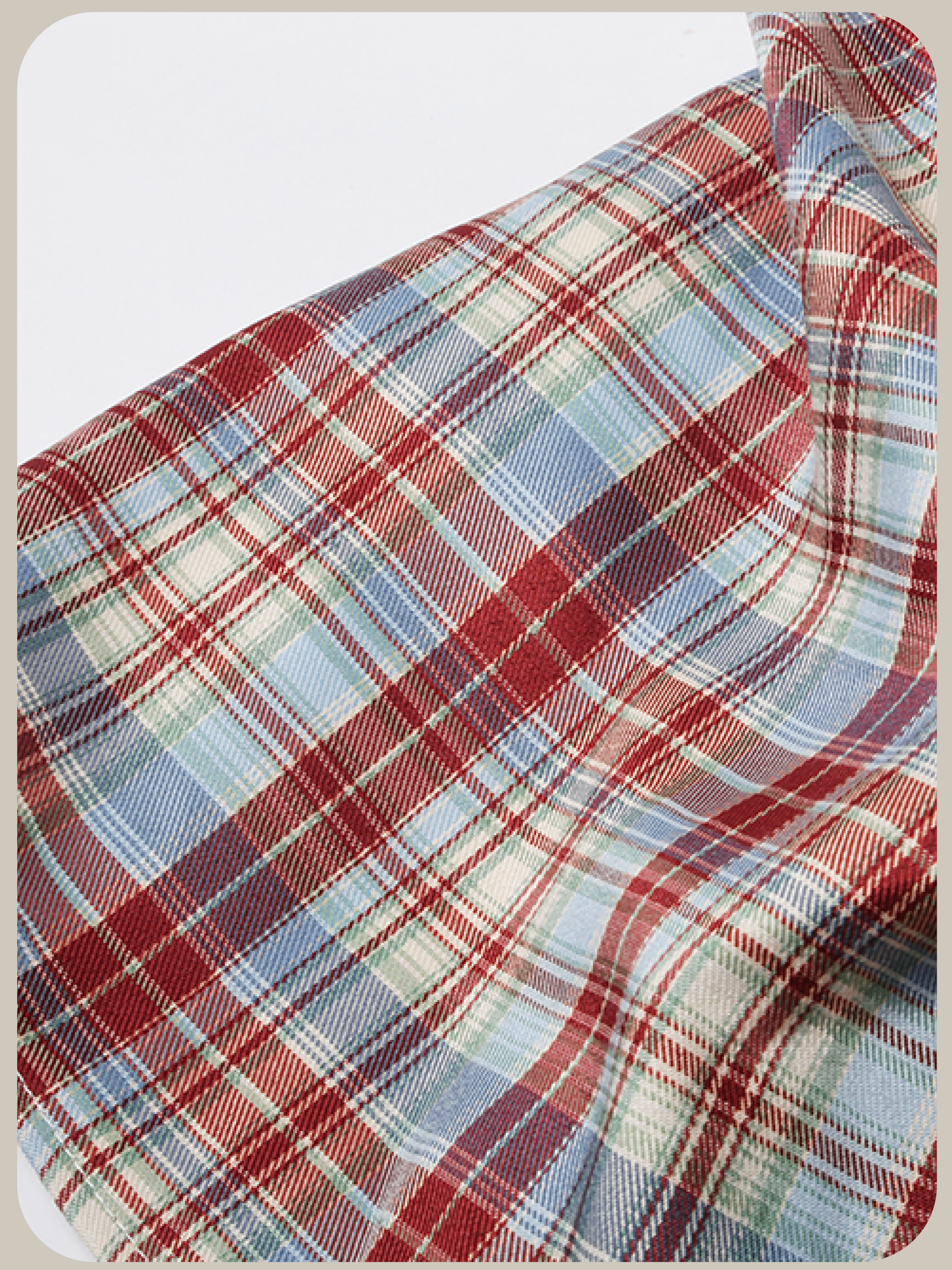 Red Plaid Puff Cami Dress/レッドチェック柄パフキャミワンピース