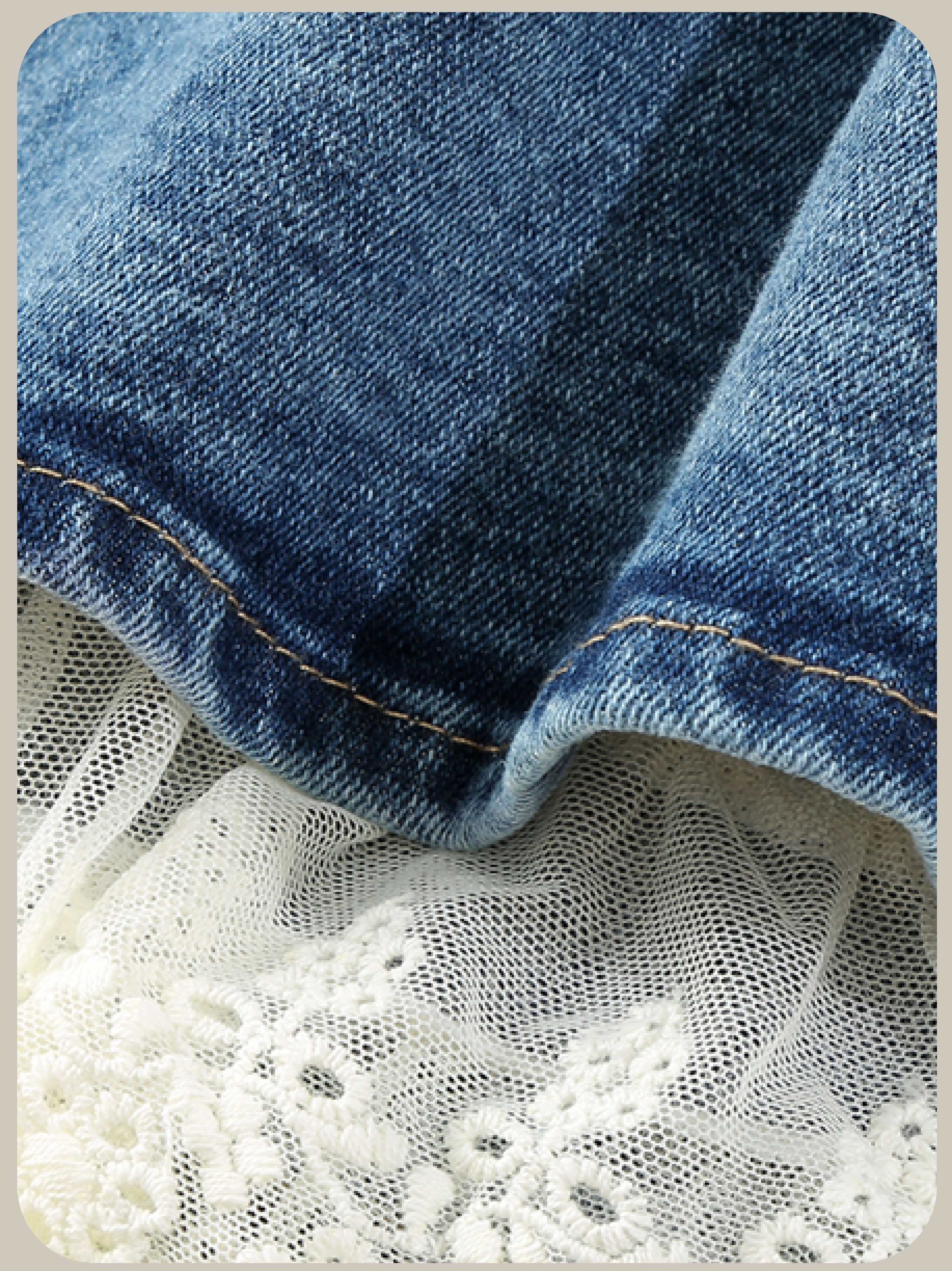 Lace Piping Pleats Denim Dress/レースパイピングプリーツデニムドレス