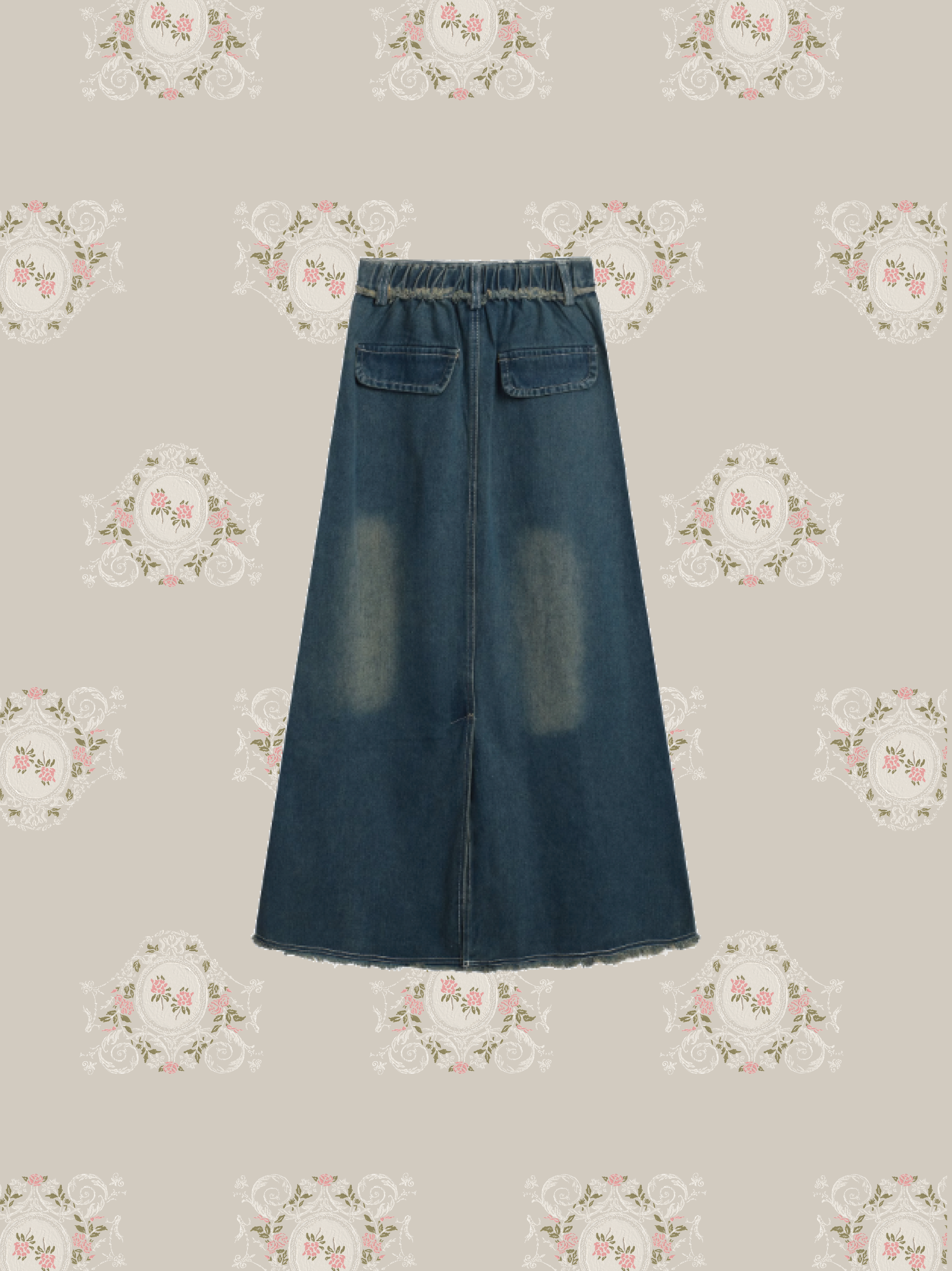 Washed Denim Fringe Skirt/ウォッシュドデニムフリンジスカート