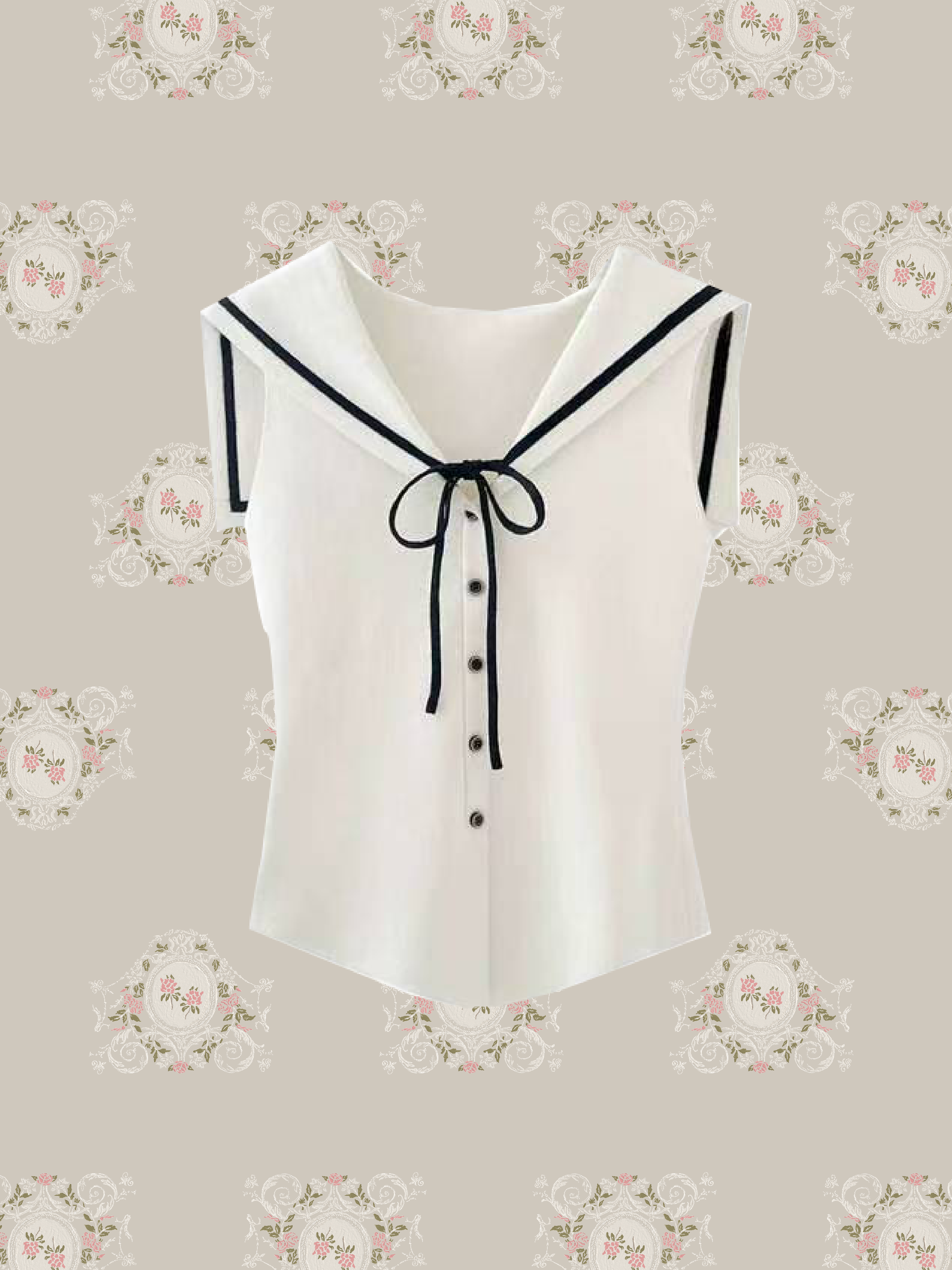 Contrast Sailor Collar Knit Top/コントラストカラーセーラーカラーニットトップス