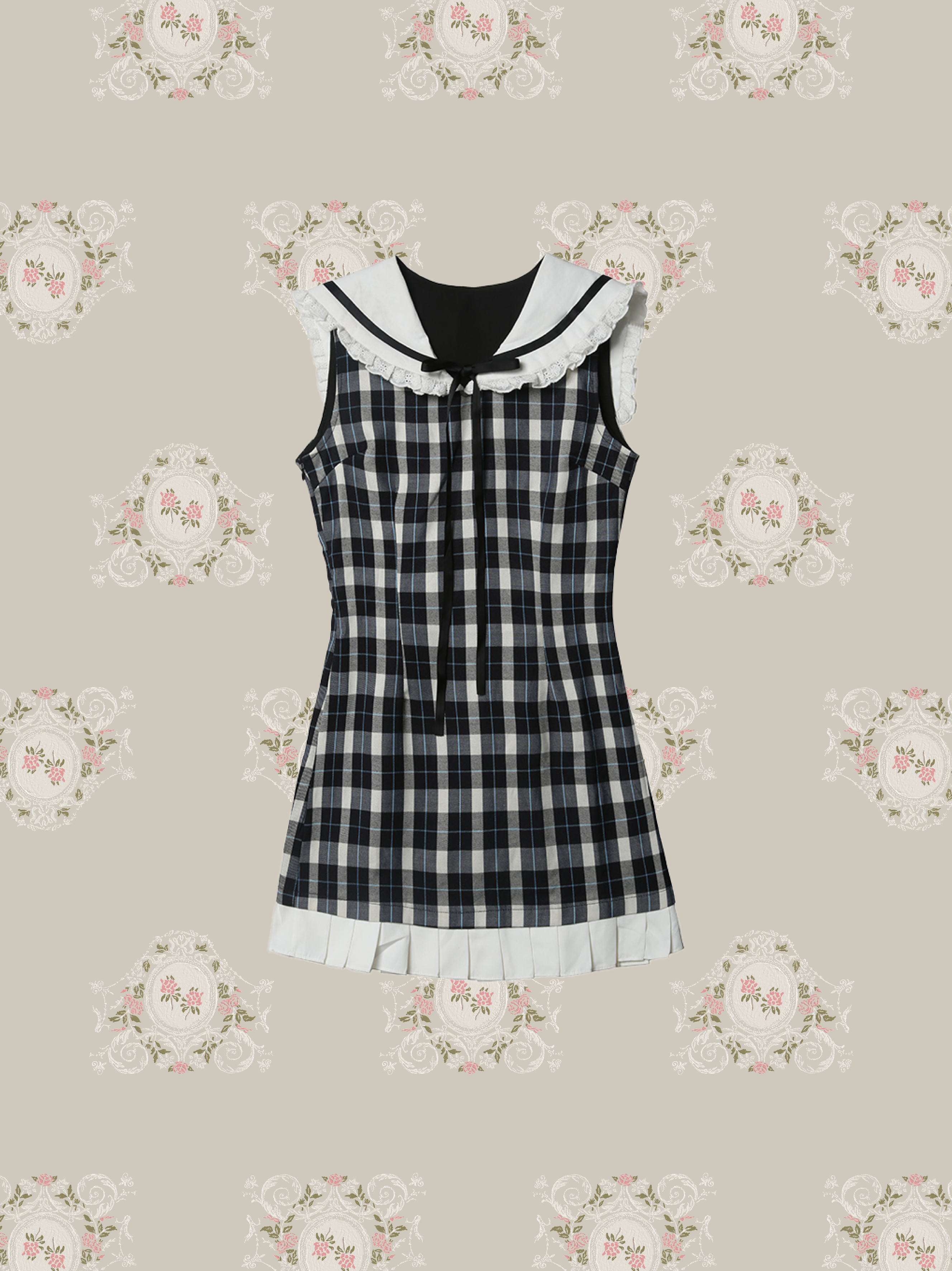 Sailor Collar Plaid Sweet Dress/セーラーカラーチェック柄スウィートワンピース