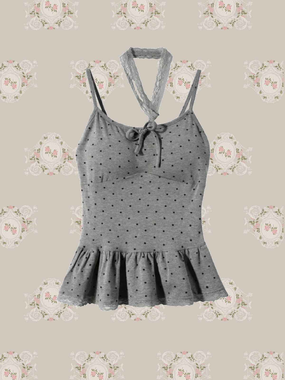 Dots Padded Frill Cami/ドット柄パッド入りフリルキャミソール