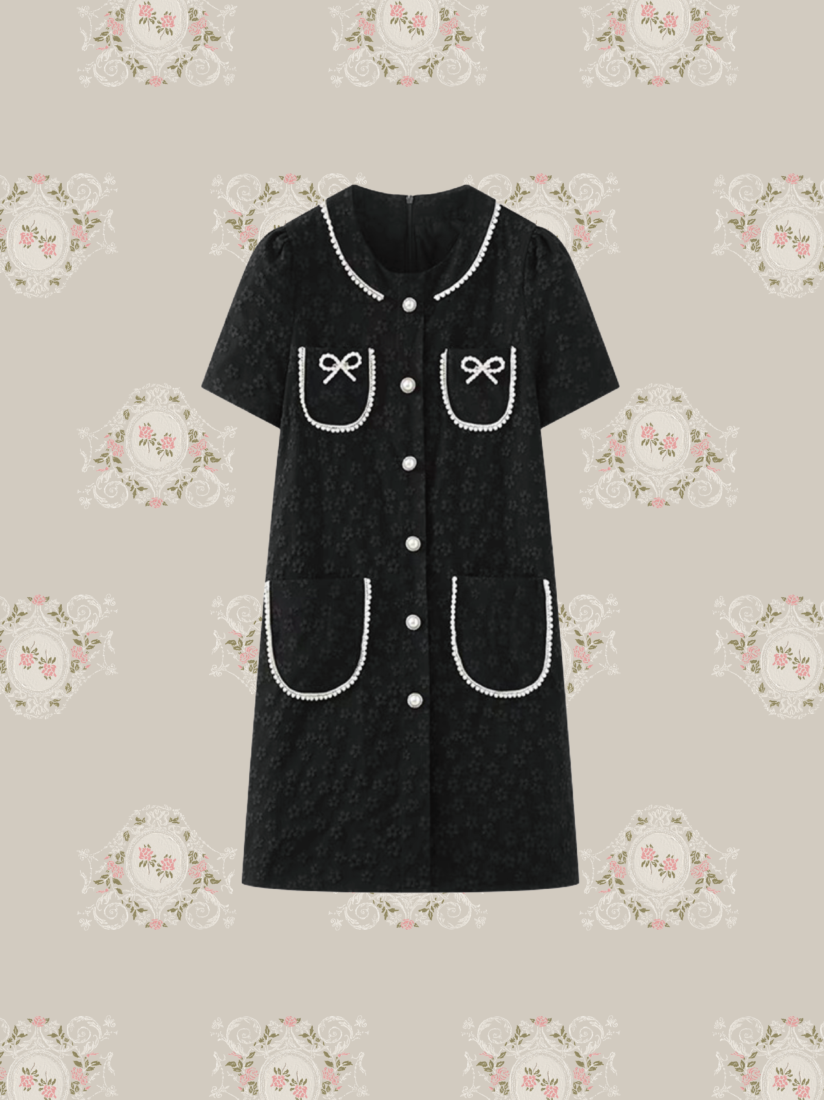 Ribbon Flower Jacquard Dress/リボンフラワージャカードドレス