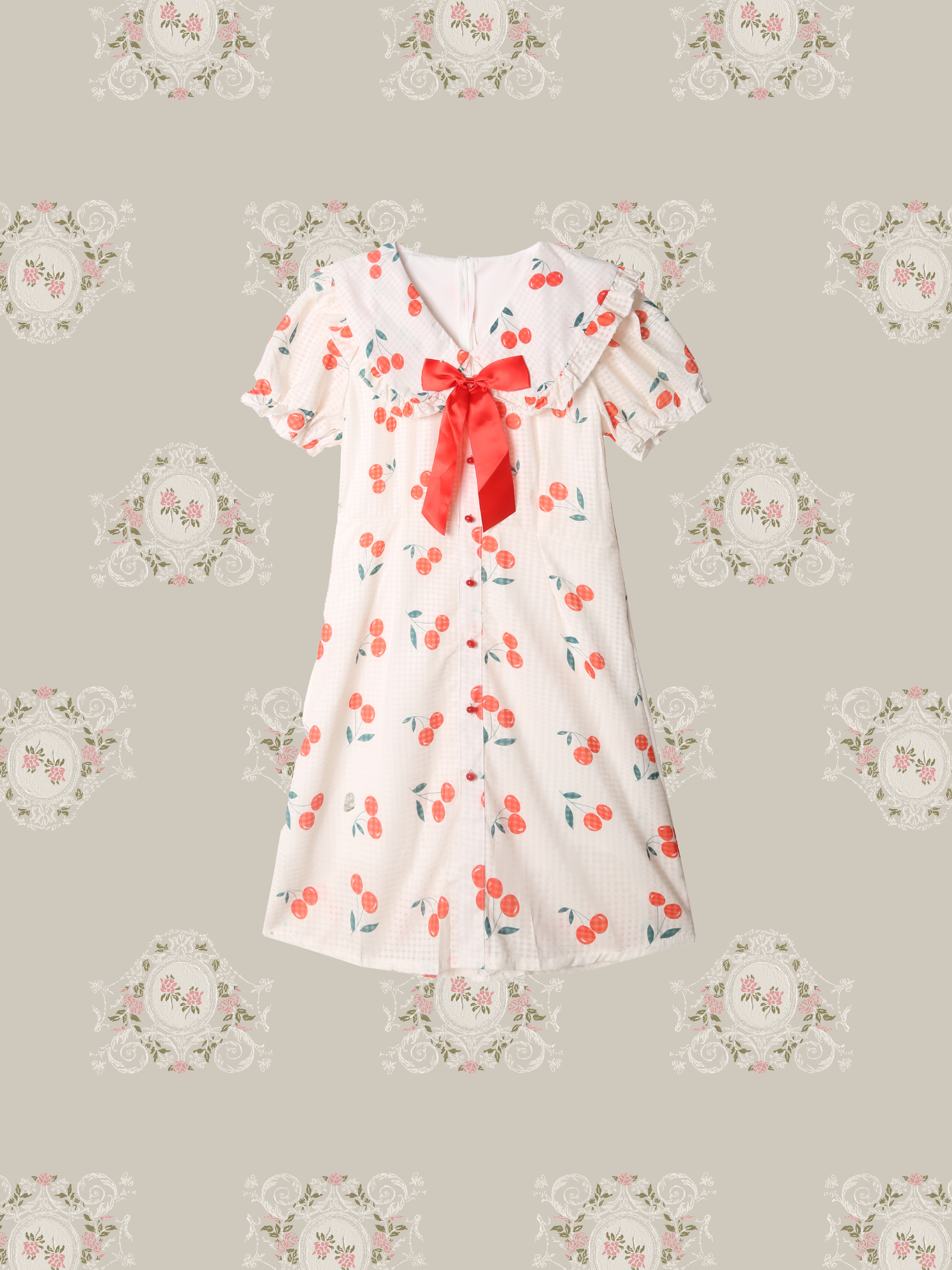 Frill Collar Cherry One Piece/フリルカラーチェリーワンピース