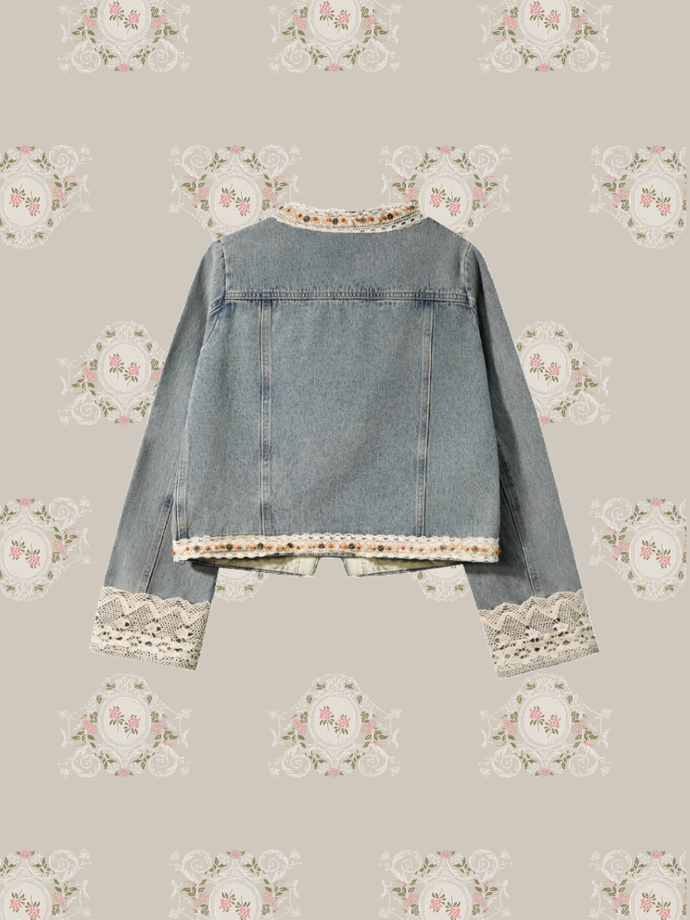 Romantic Beads Deco Denim Jacket/ロマンティックビーズデコデニムジャケット