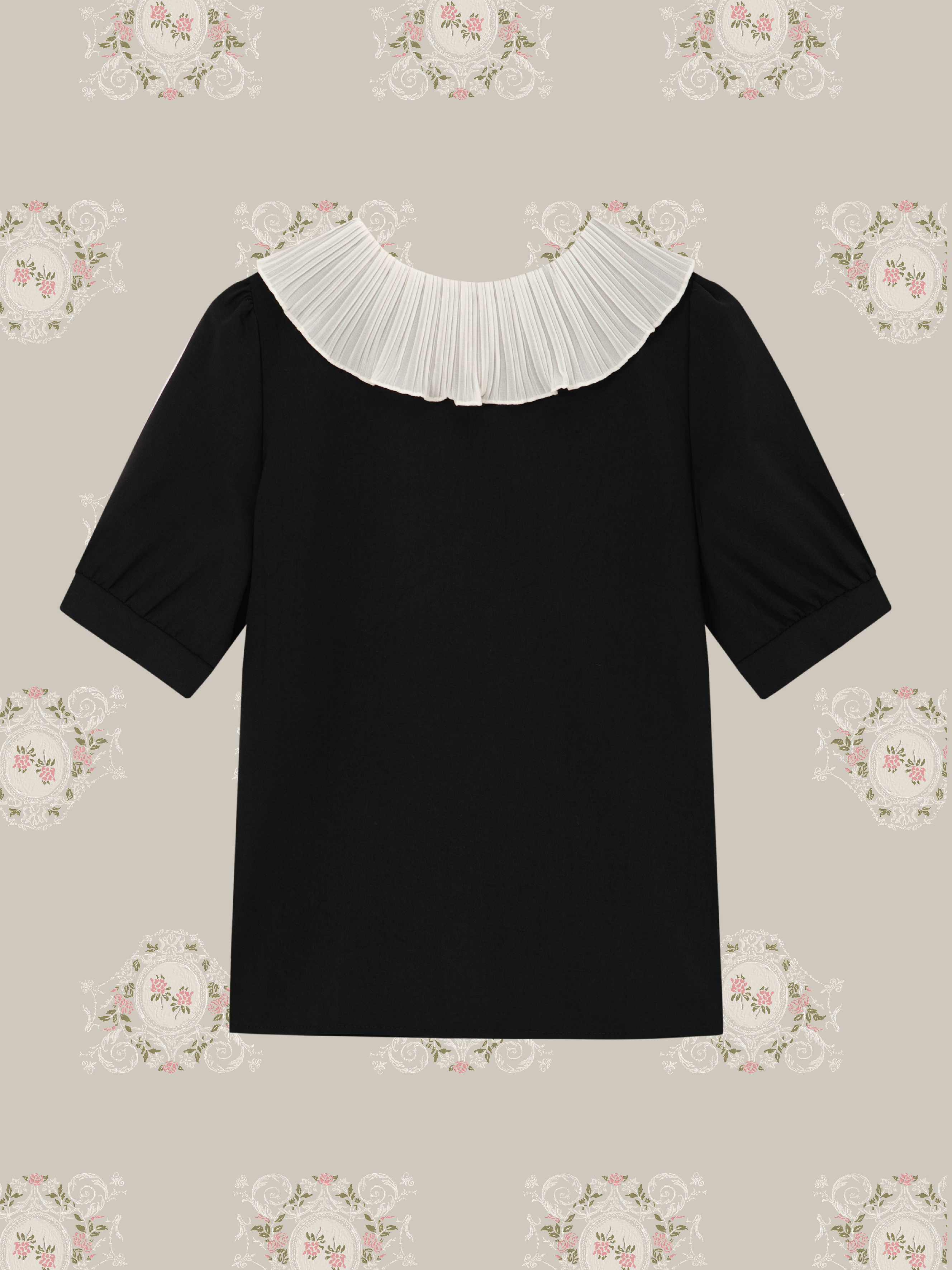 French Contrast Ruffle Collar T/フレンチコントラストラッフルカラーT