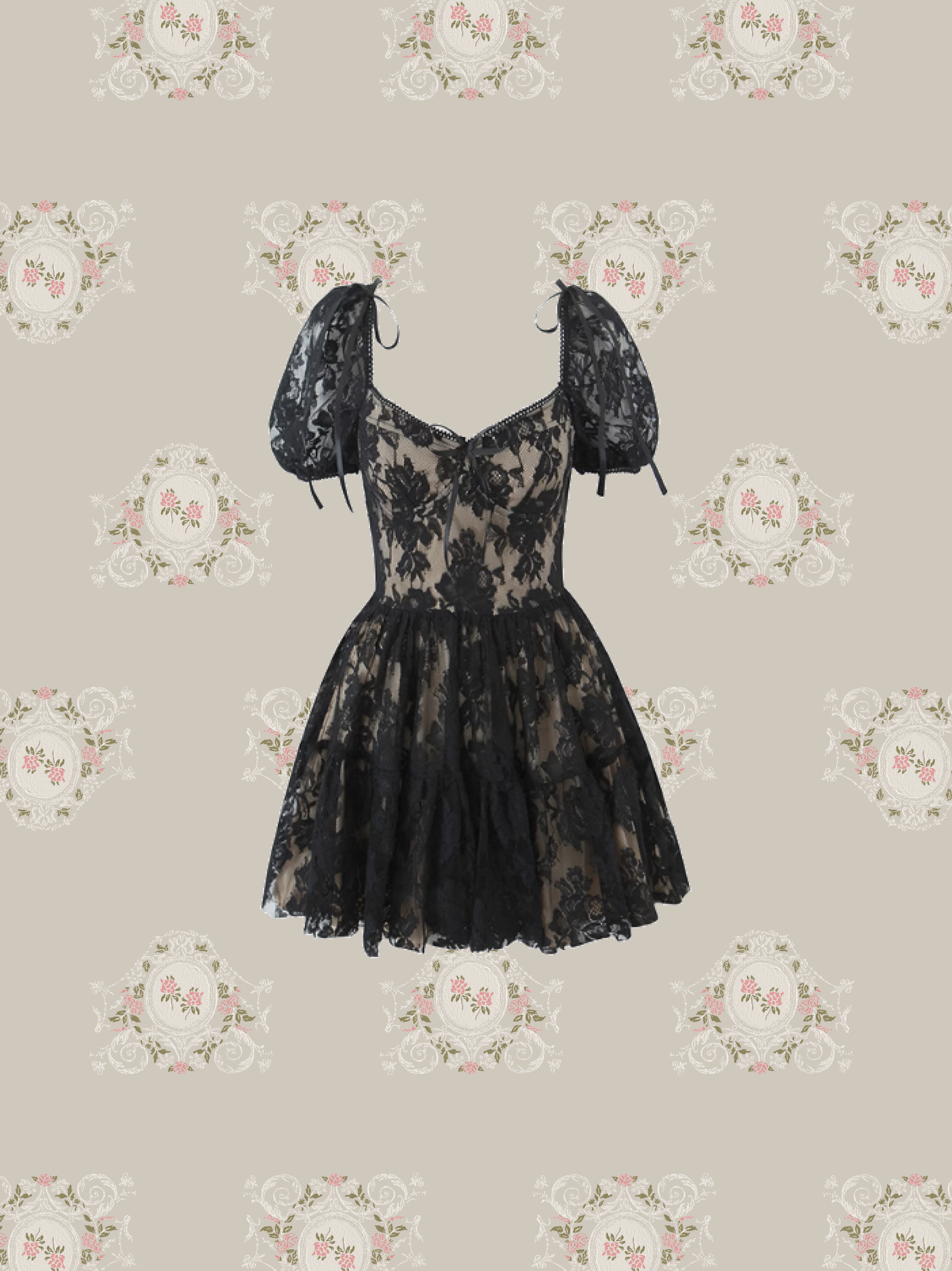 Big Collar Lace Embroidery Dress/ビッグカラーレース刺繍ドレス