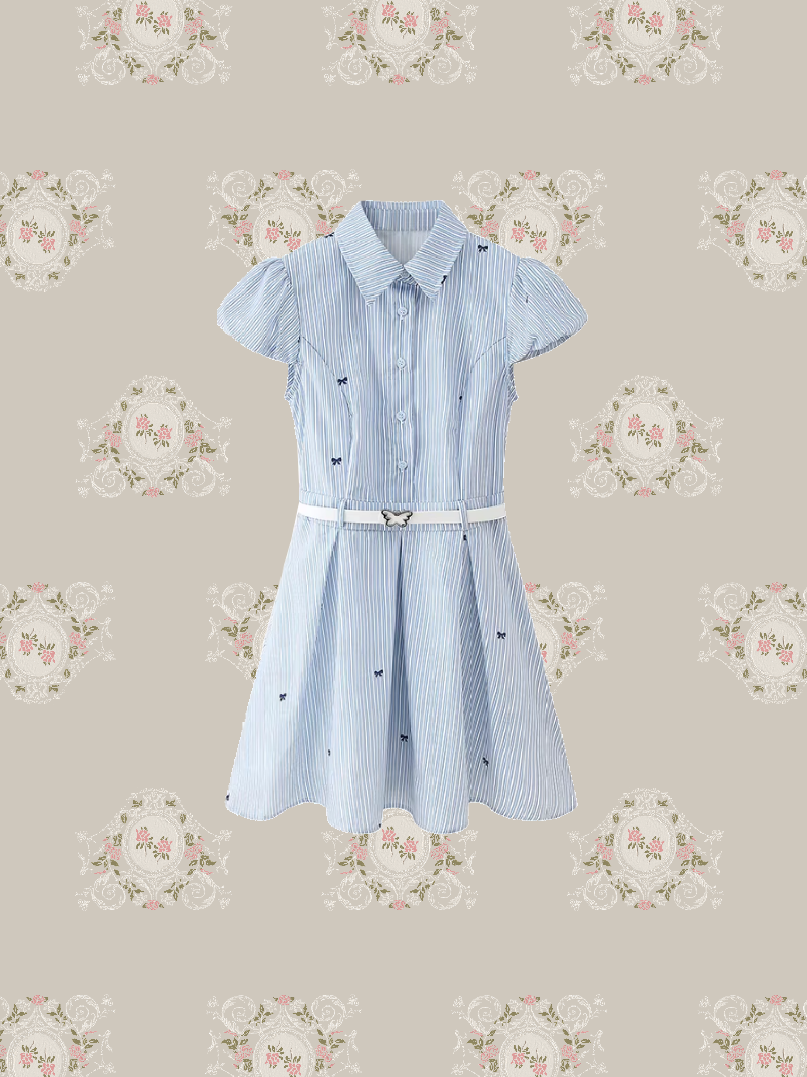 Blue Stripe Shirt Dress/ブルーストライプシャツワンピース