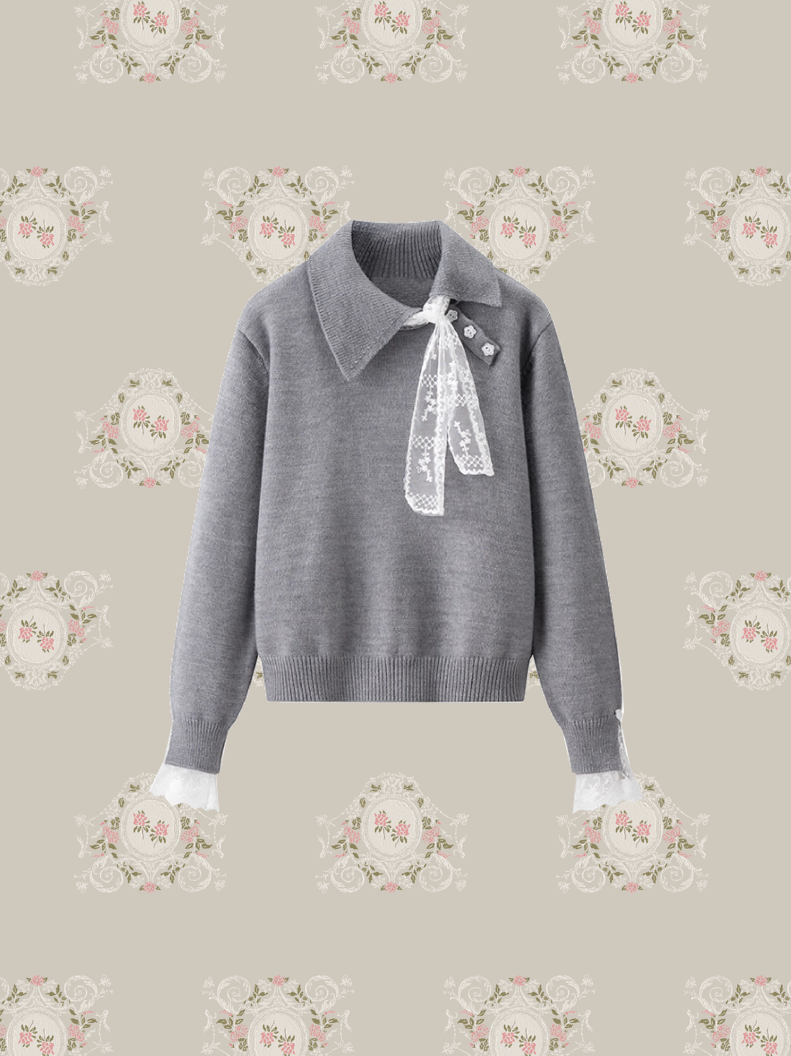 Romantic Lace Motif Knit Top/ロマンティックレースモチーフニットトップス