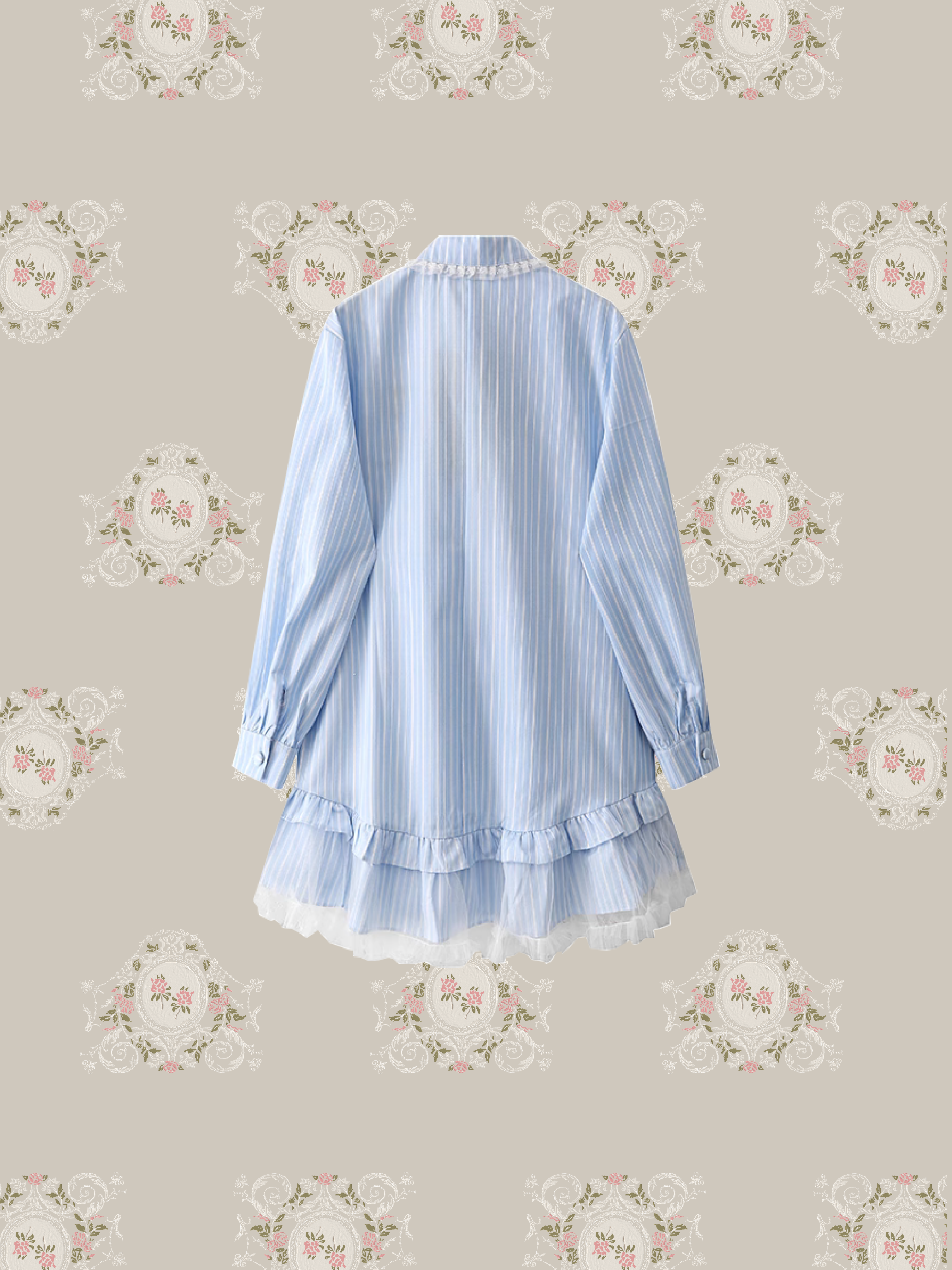 Sweet Lace Hem Shirt Dress/スウィートレースヘムシャツドレス