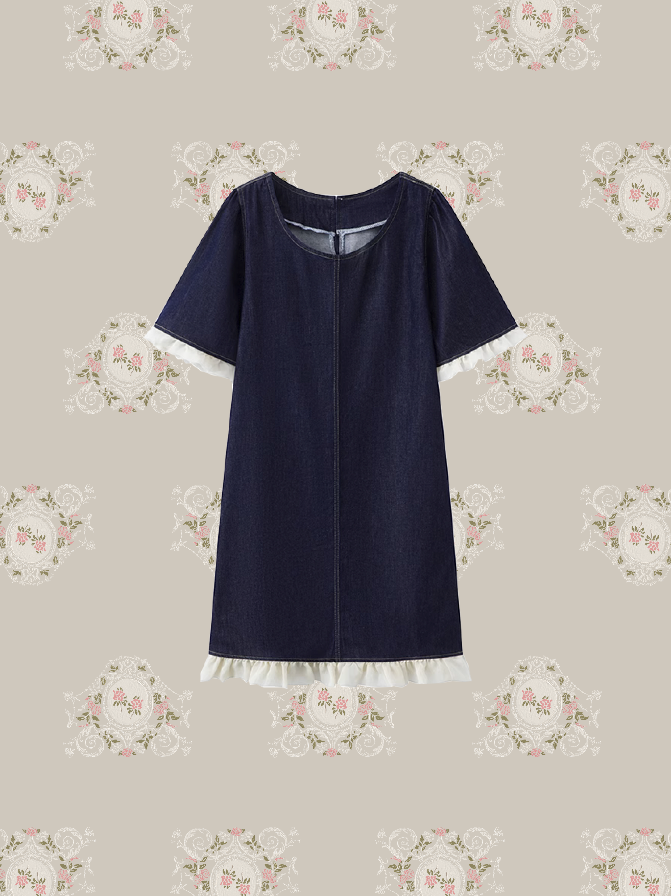 Frill Piping Denim One Piece/フリルパイピングデニムワンピース