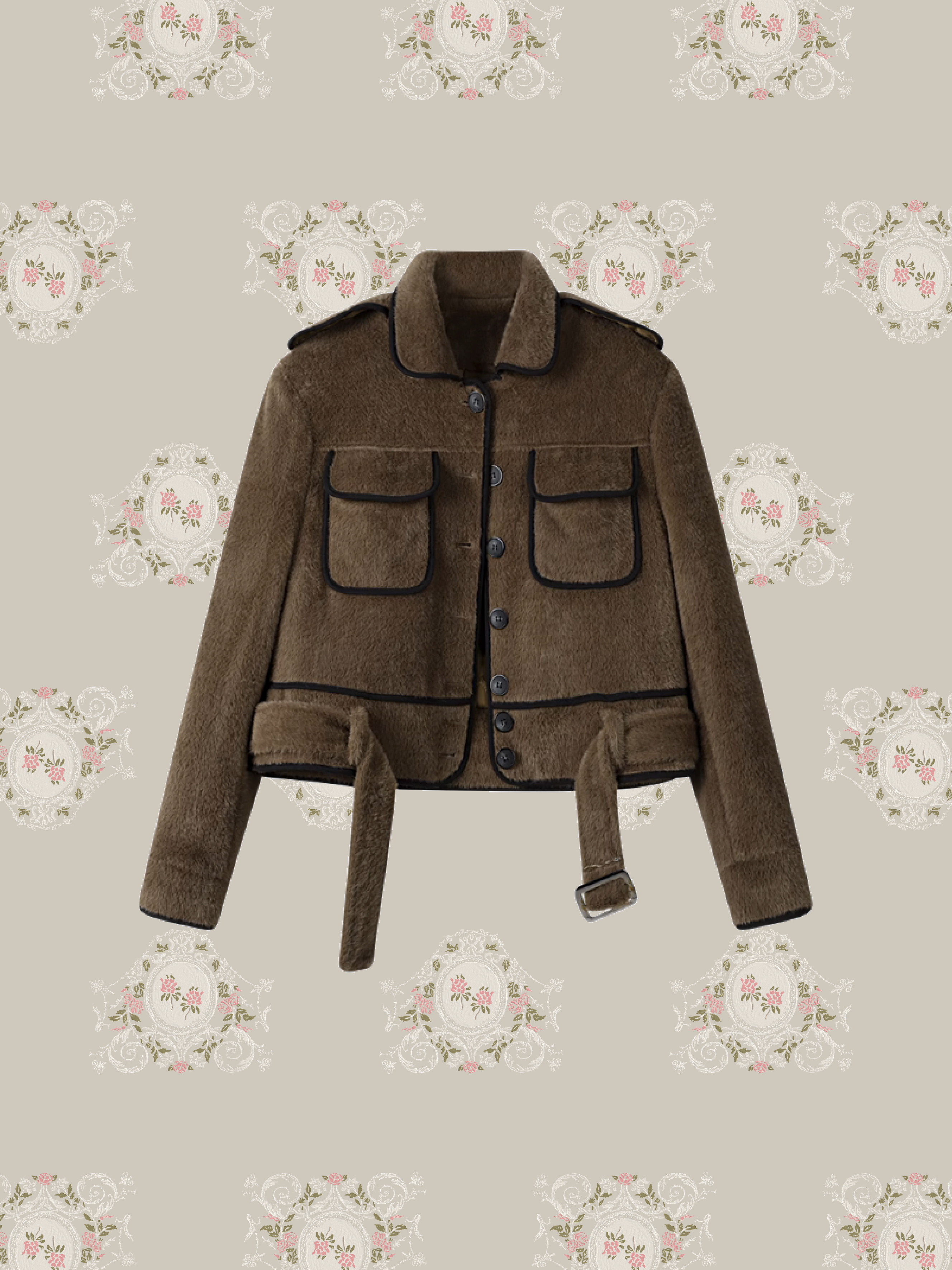 Fluffy Elegant Piping Short Down Coat/ふわふわエレガントパイピングショートダウンコート