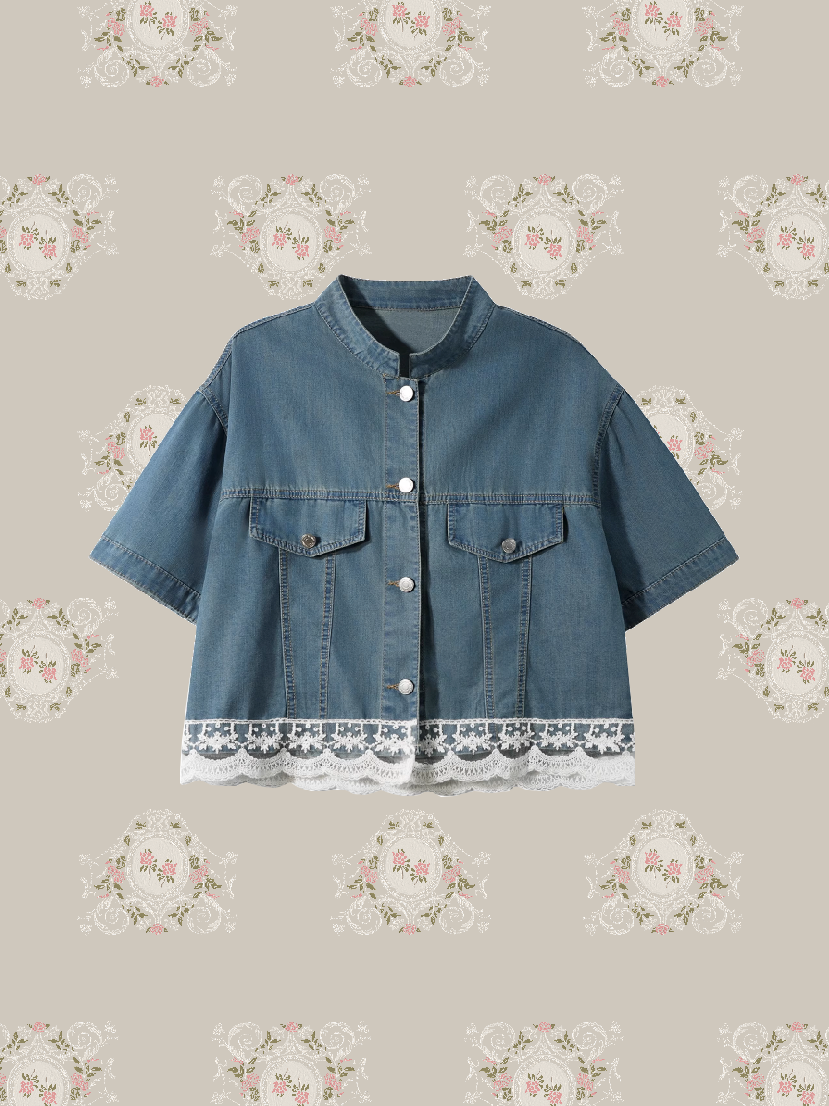 Lace Piping Denim Shirt/レースパイピングデニムシャツ
