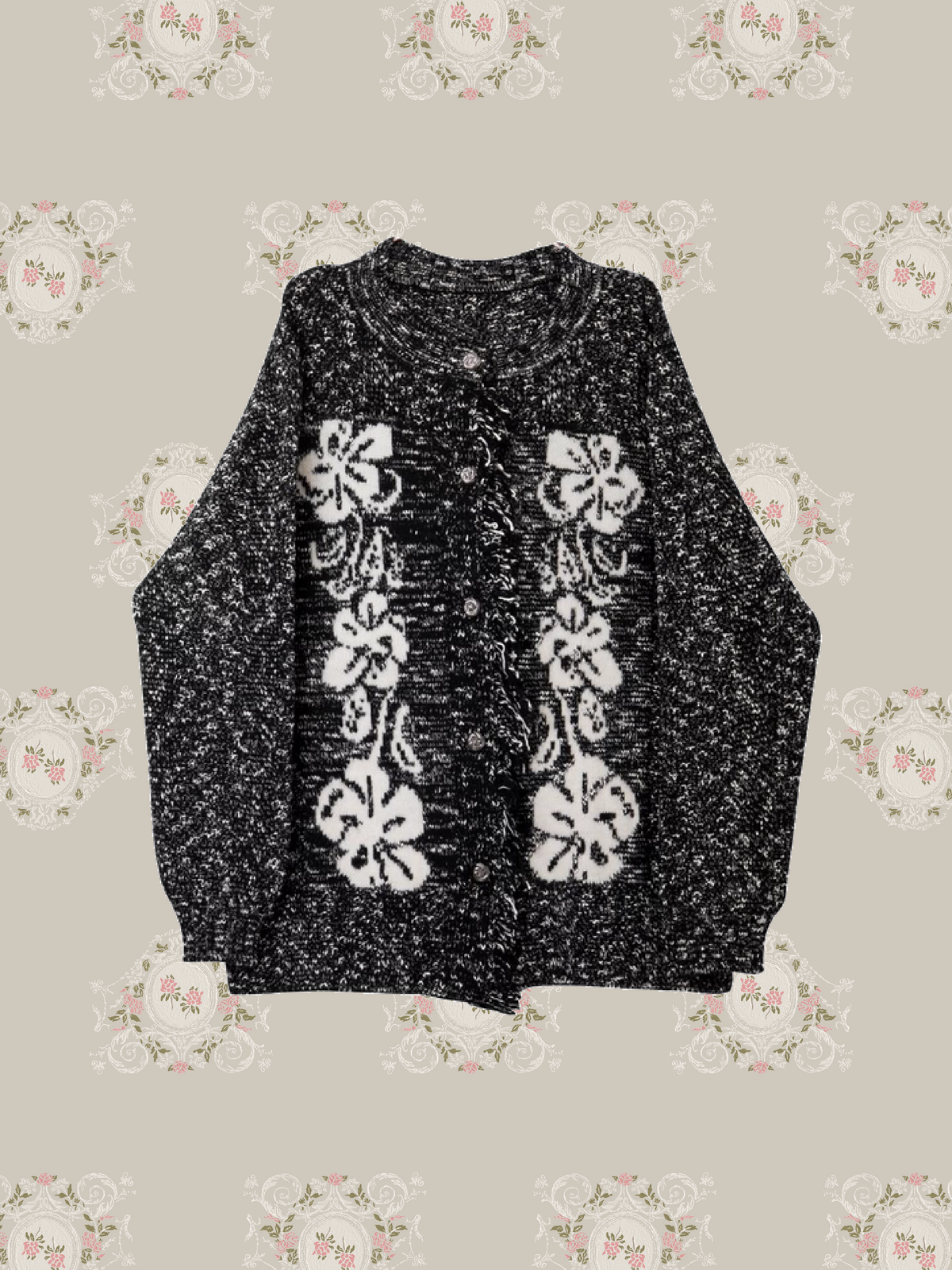 Speckled Floral Jacquard Cardigan/花柄ジャカードカーディガン