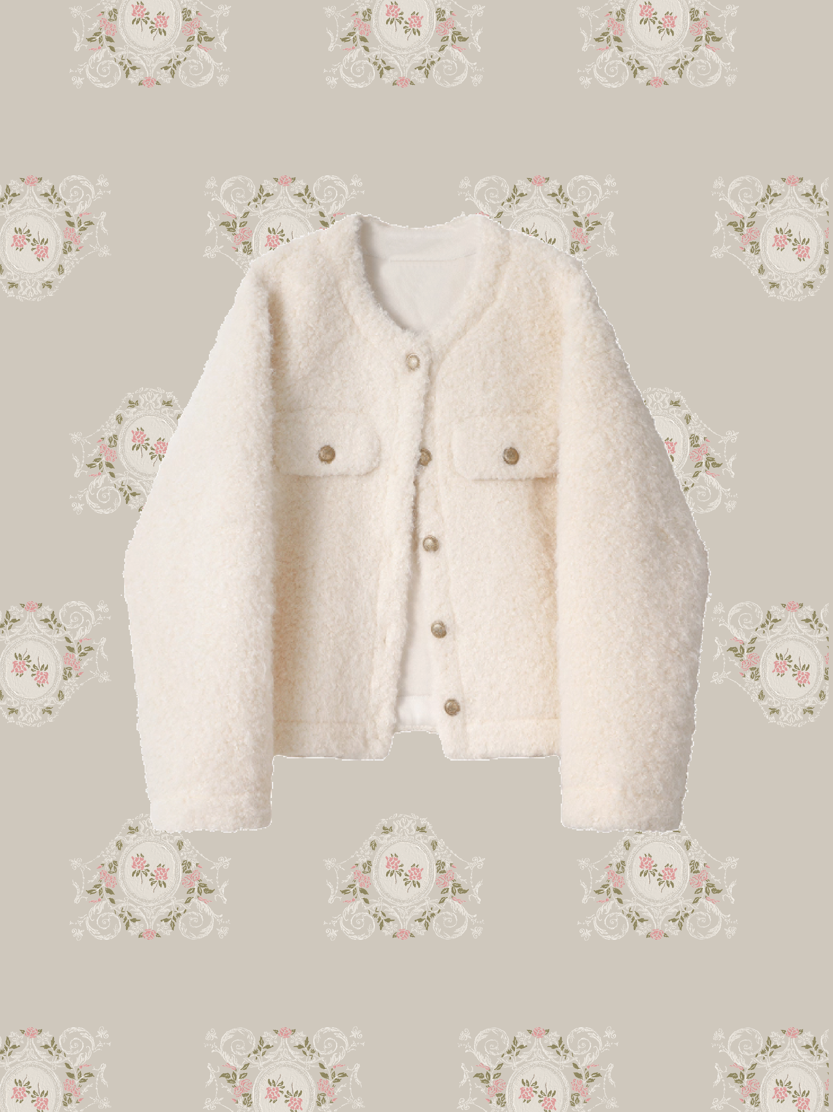 Elegant Golden Button Fur Coat/エレガントゴールドボタンファーコート