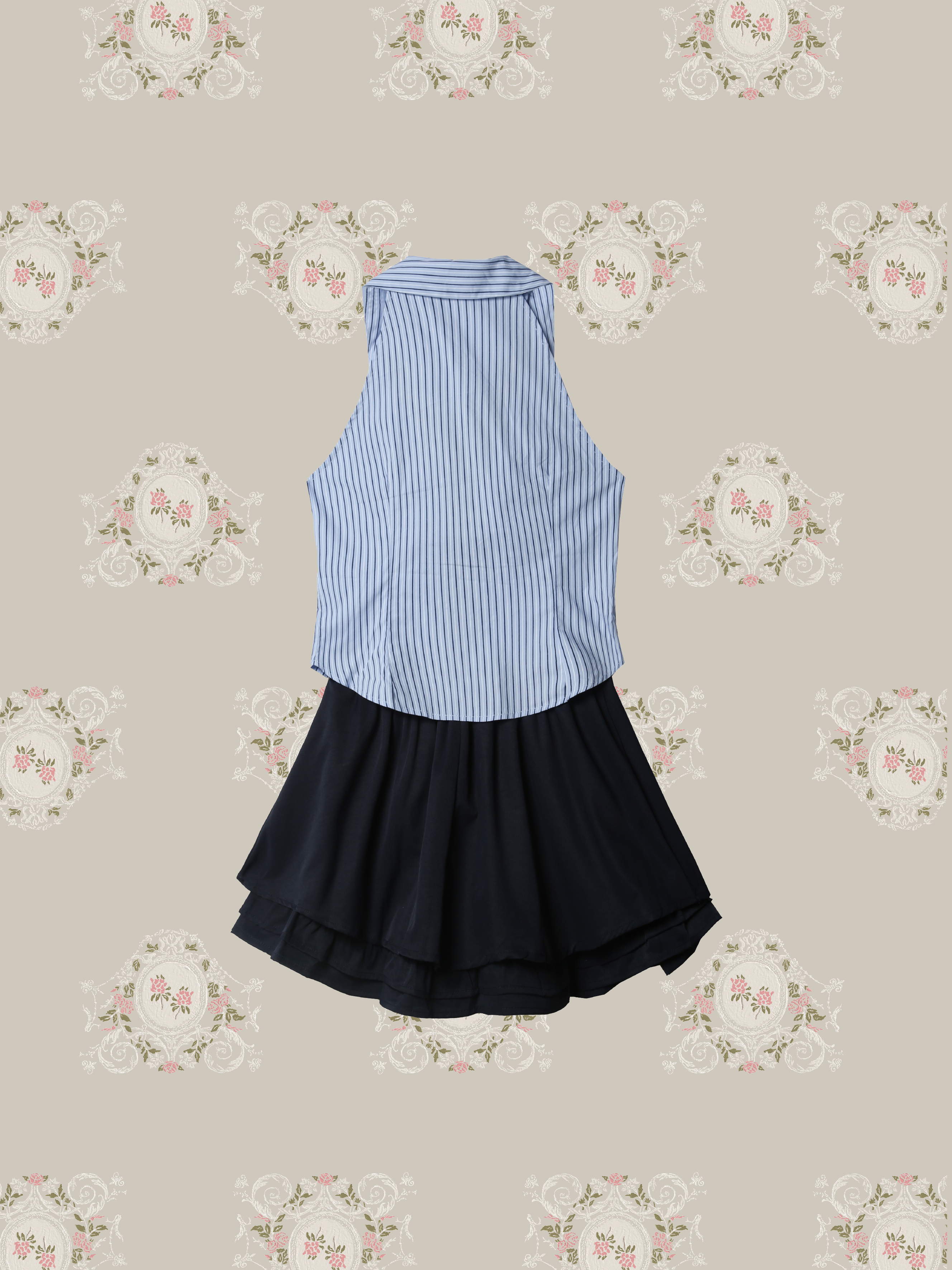 Preppy Ribbon Blossom Skirt Set Up/プレッピーリボンブロッサムスカートセットアップ