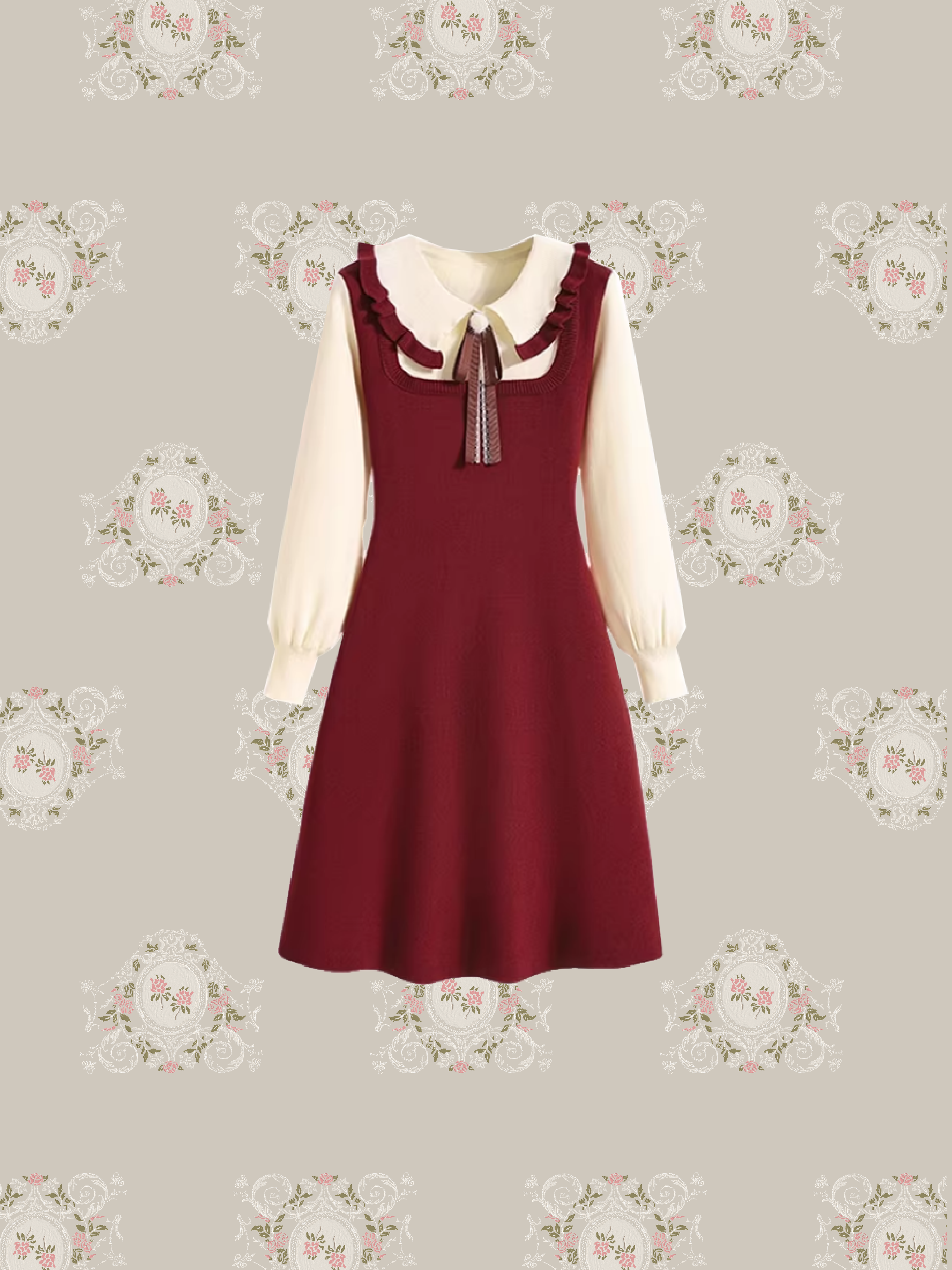 Frill Collar Preppy One Piece/フリルカラープレッピーワンピース