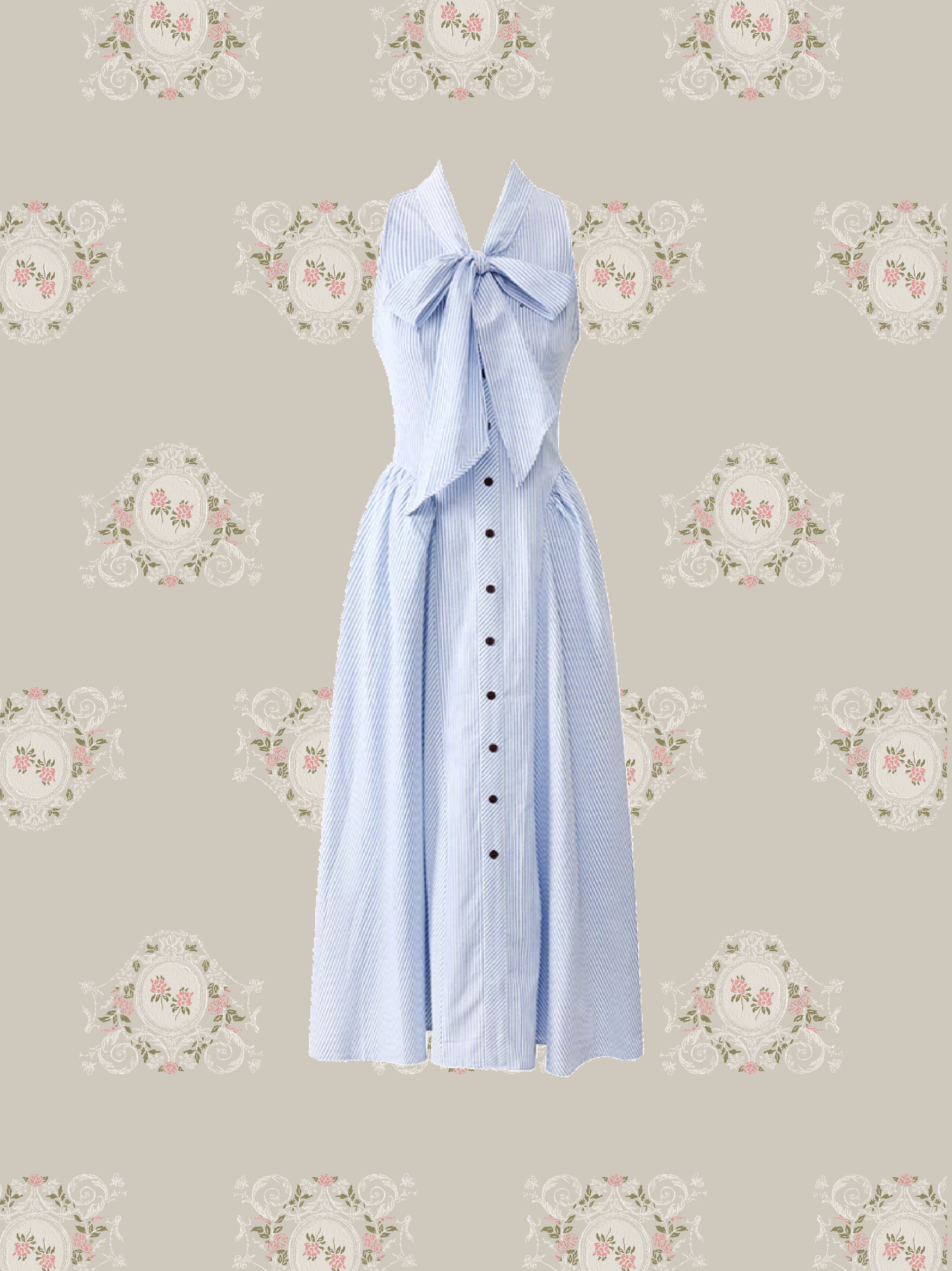 Luxury Blue Striped Maxi Dress/ラグジュアリーブルーストライプマキシドレス