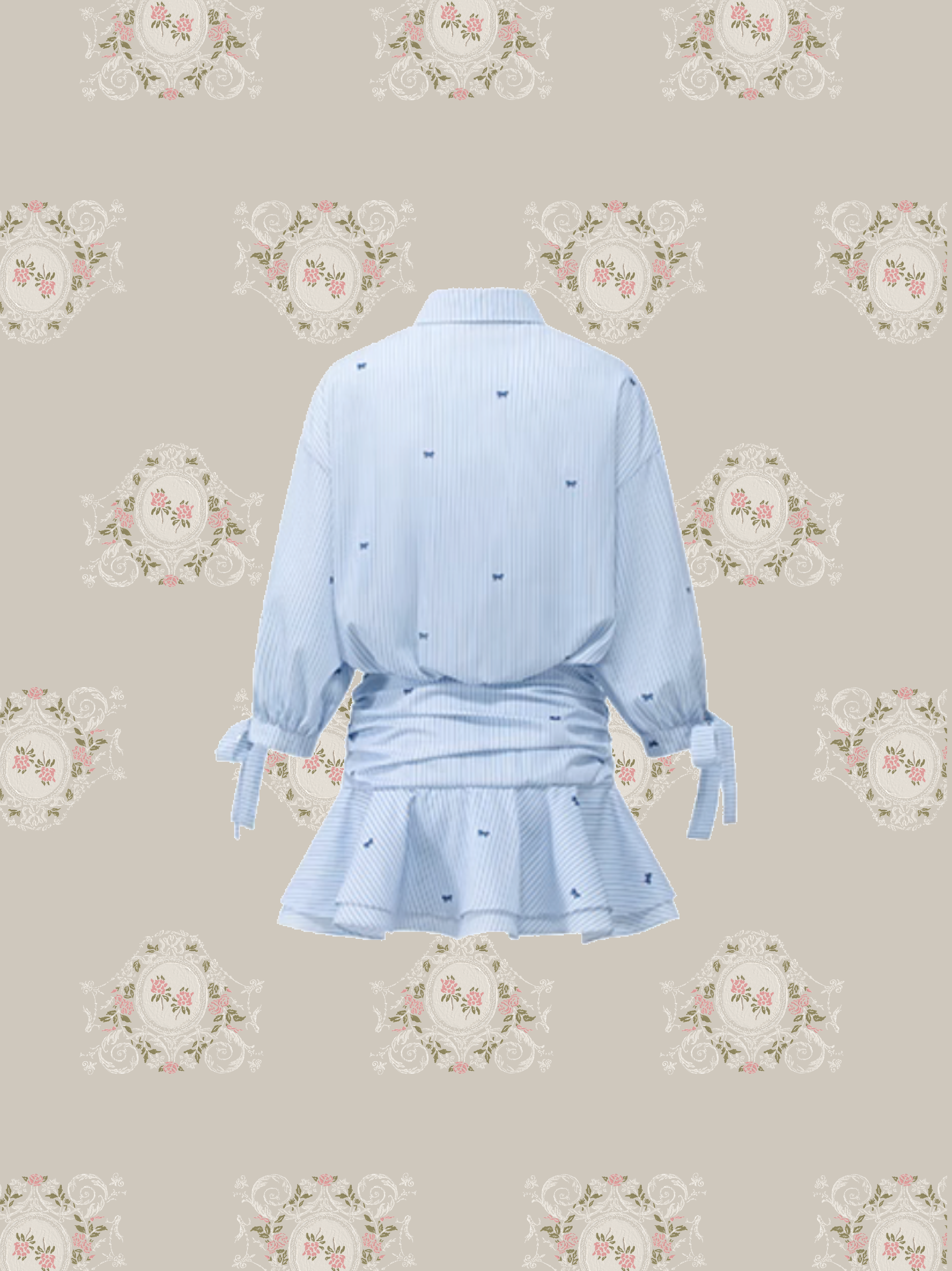 Sky Blue Preppy Flare Shirt One Piece/スカイブループレッピーフレアシャツワンピース