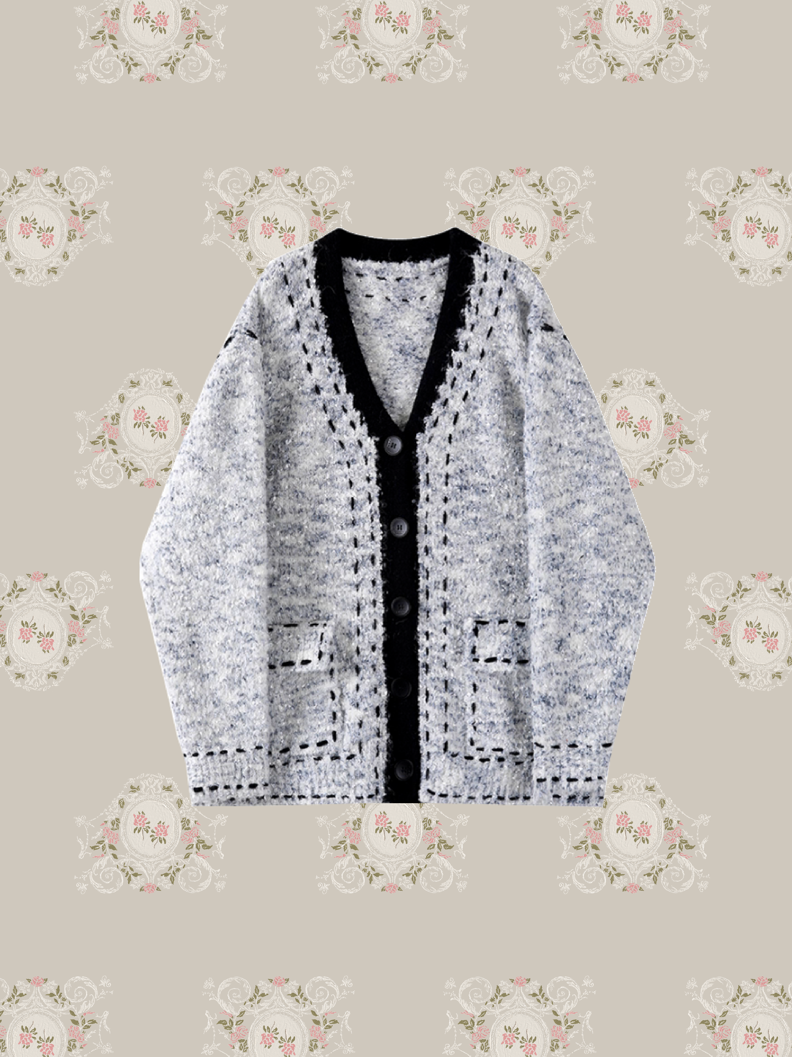 Fluffy Line Piping Cardigan/ふわふわラインパイピングカーディガン