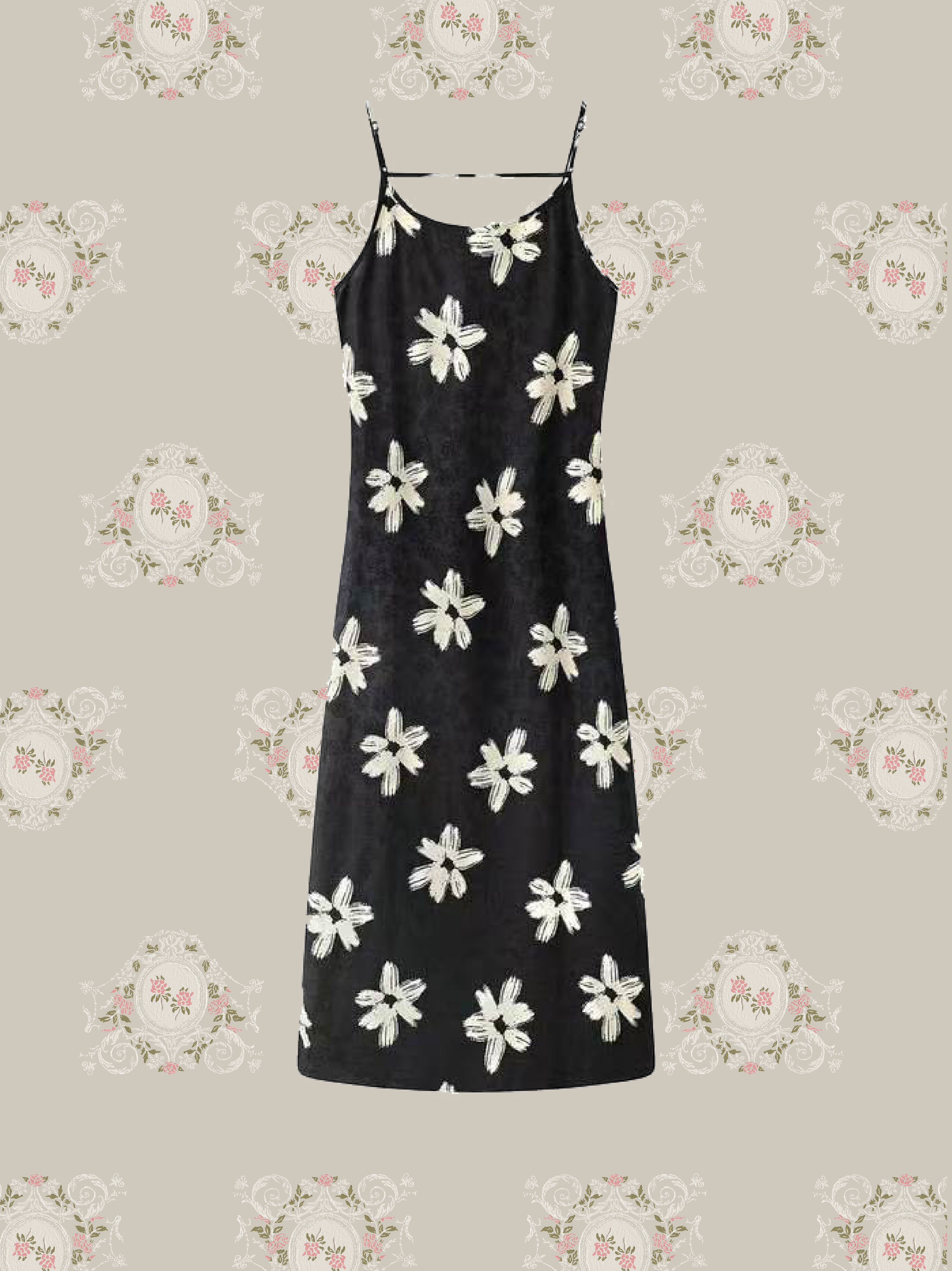 Painterly Floral Slip Dress/ペイントフローラル柄スリップドレス