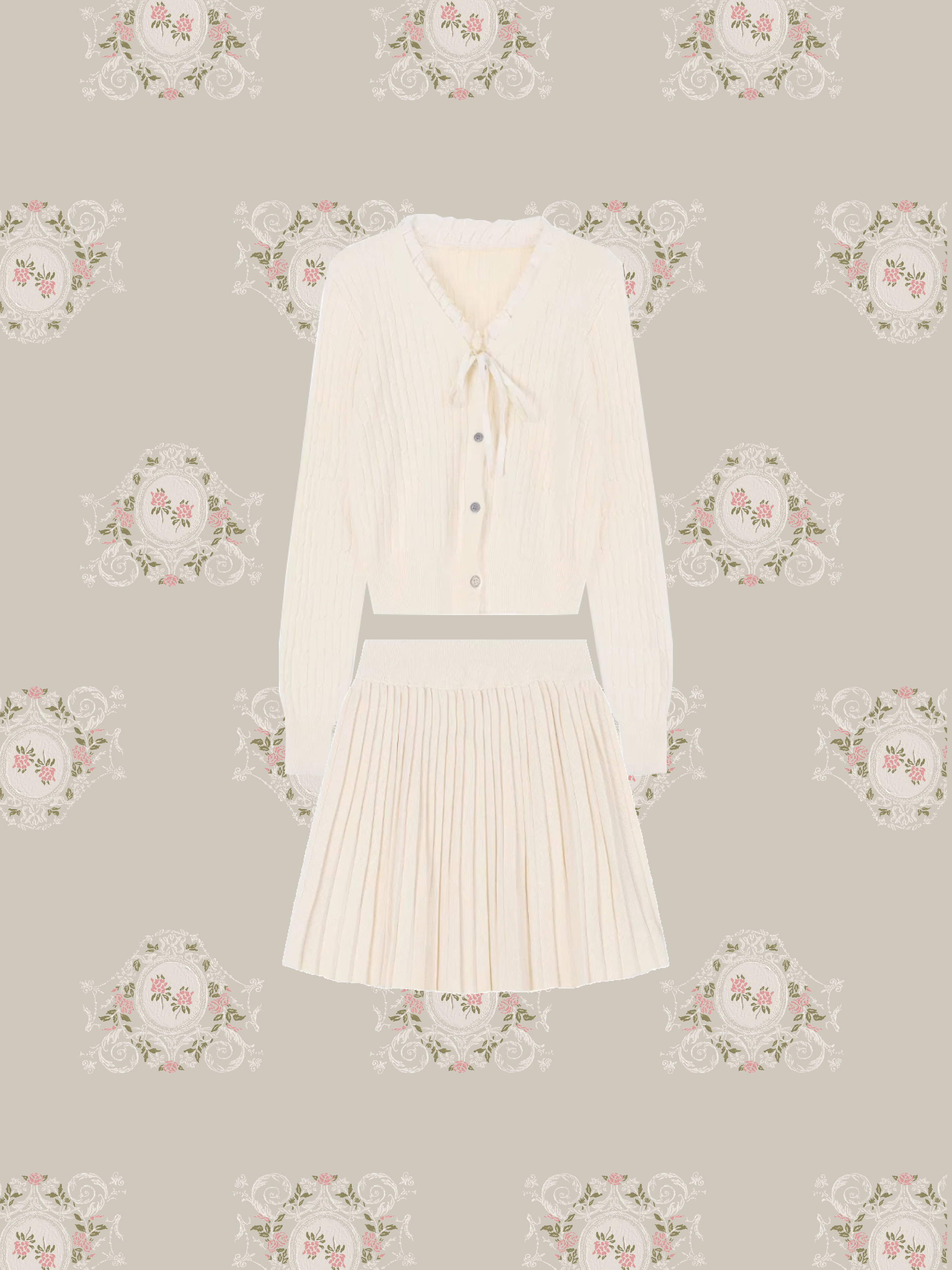 Cropped Piping Cardigan Set Up/クロップドパイピングカーディガンセットアップ