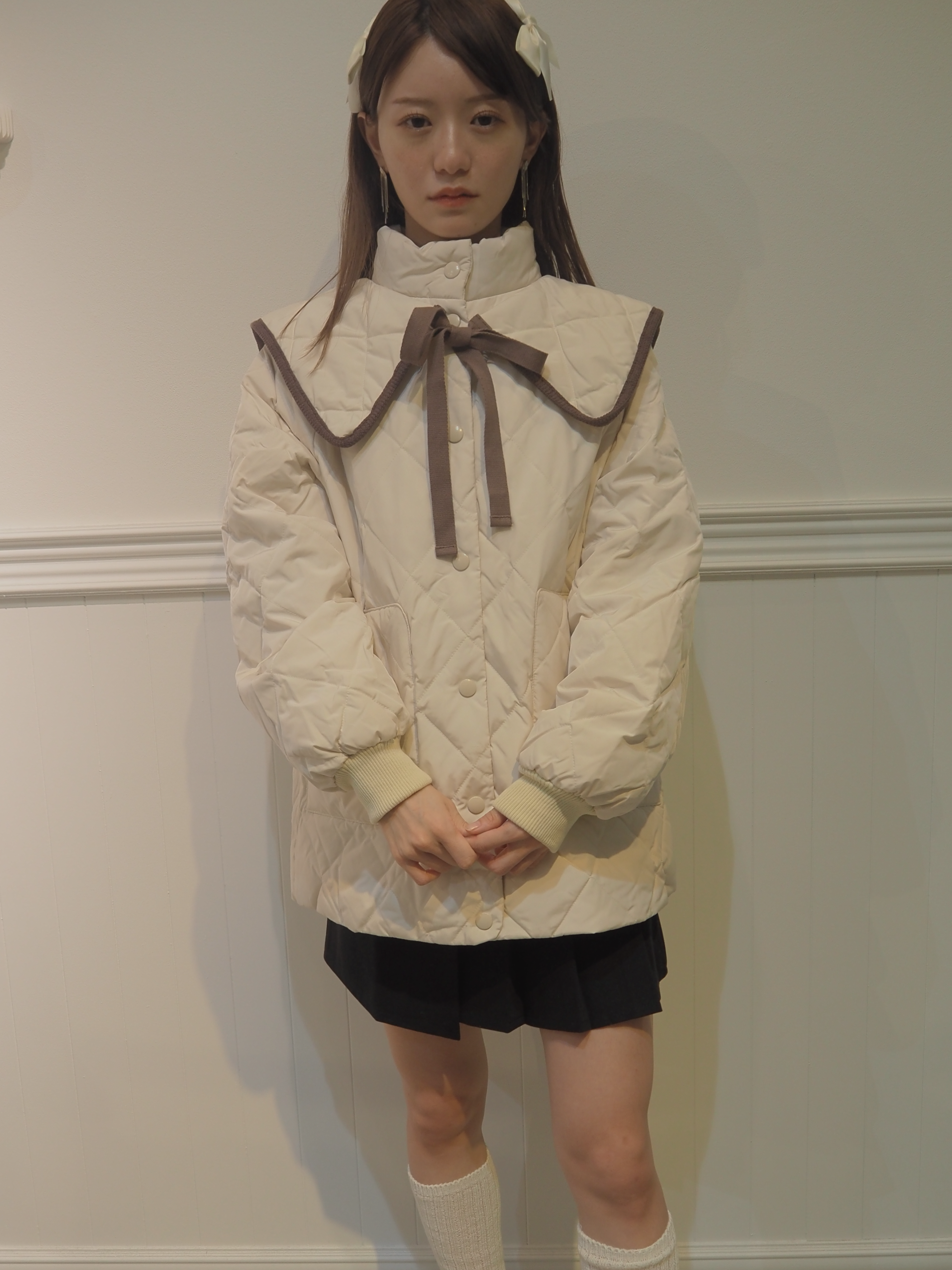 Quilted Lace Ribbon Duck Down Jacket キルティングレースリボンダックダウンジャケット