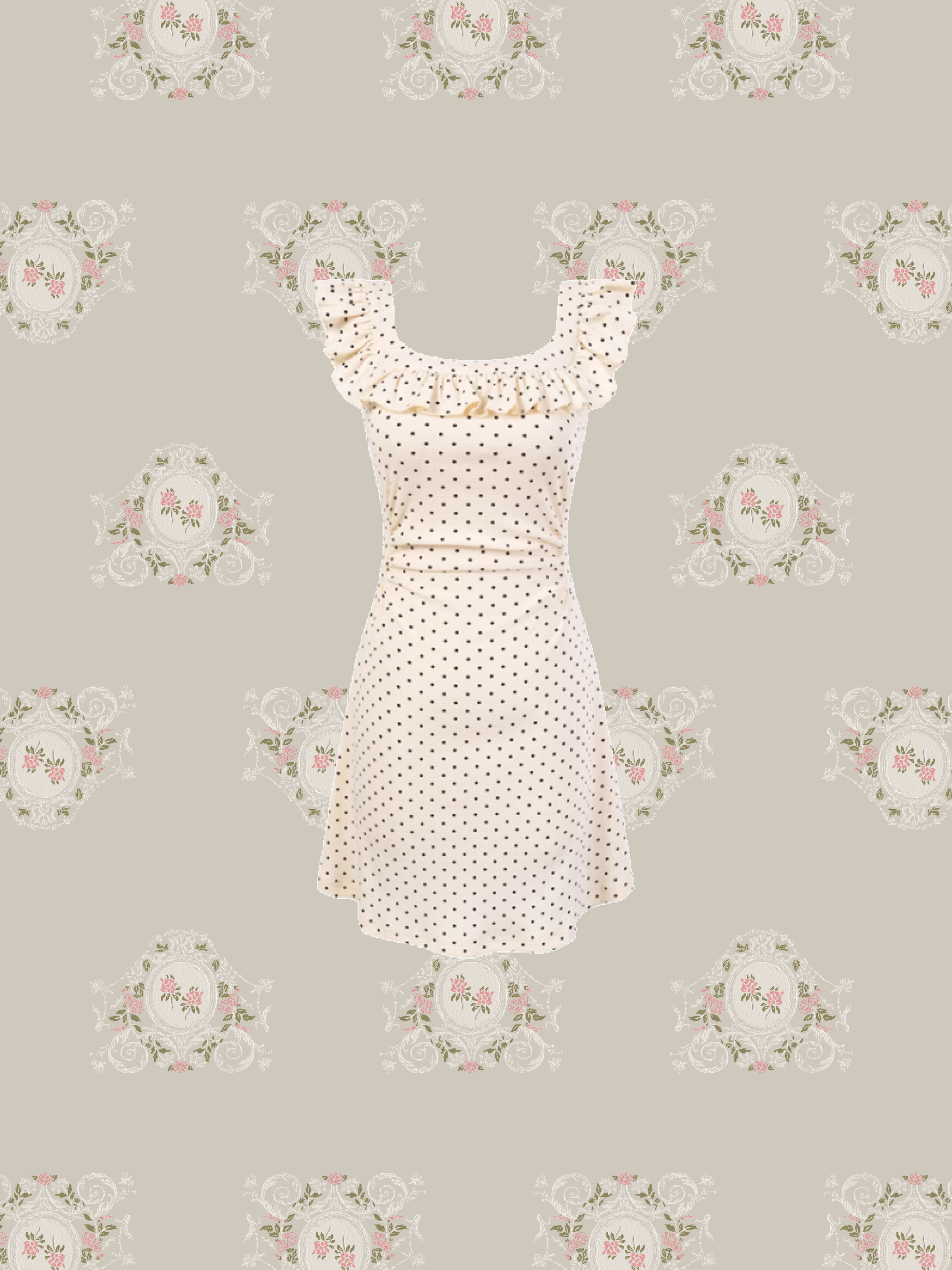 Dots Square Collar One Piece/ドットスクエア衿ワンピース