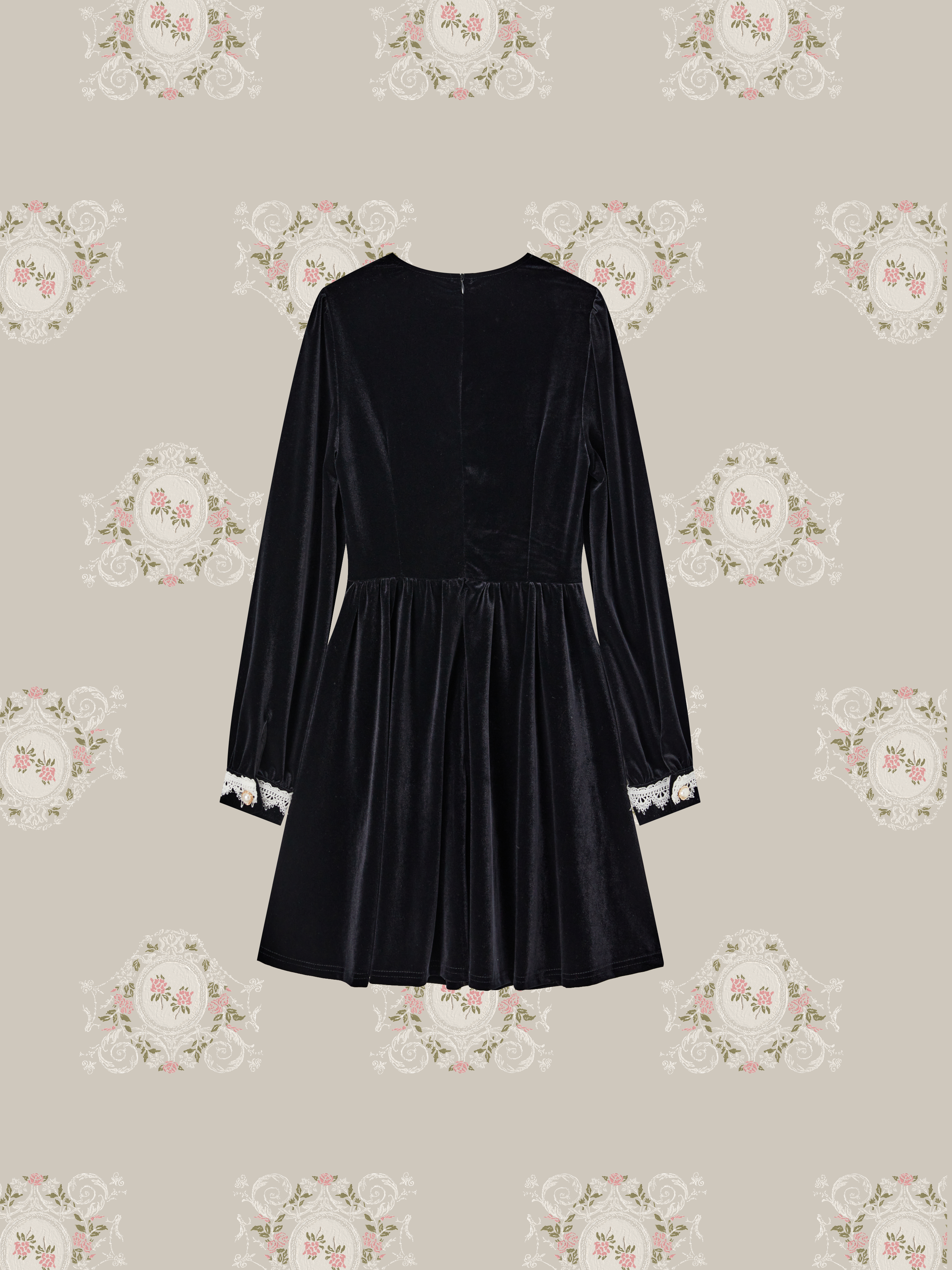 Vintage Lace Detail Velvet Onepiece/ヴィンテージレースディテールベルベットワンピース