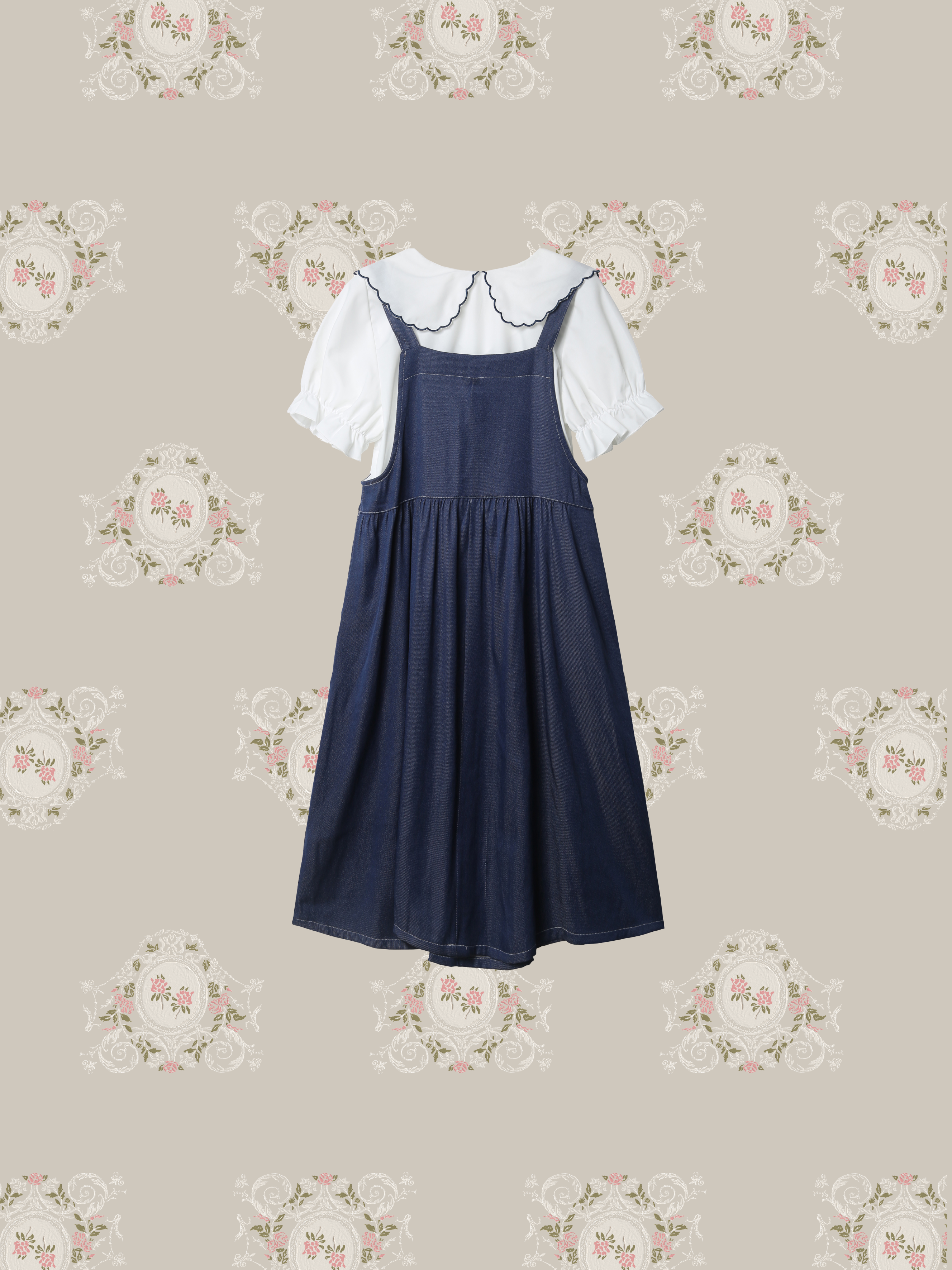 Bow Shirt Denim One Piece Set Up/ボウシャツデニムワンピースセットアップ