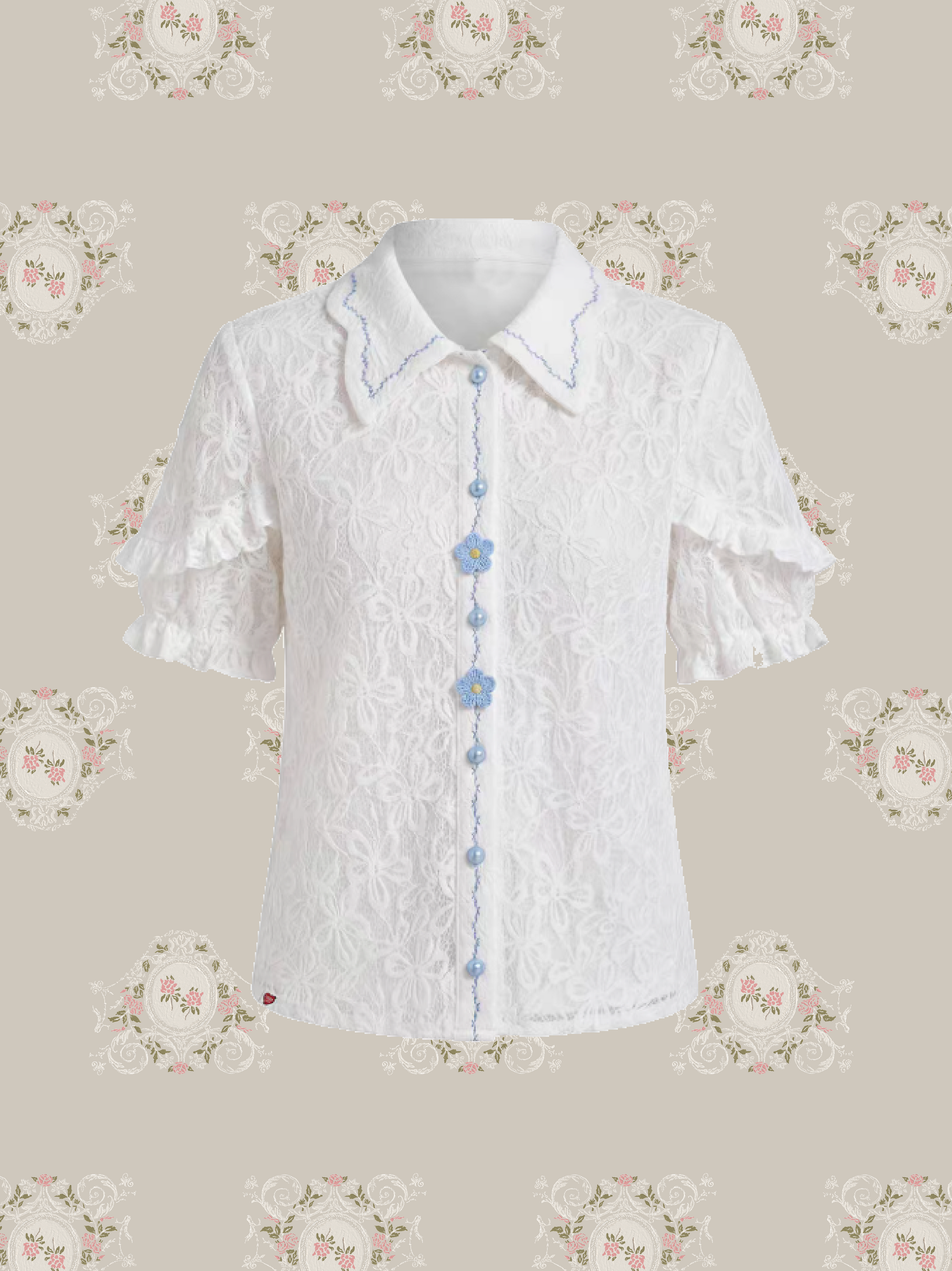 Azure Petal Lace Shirt/アズールペタルレースシャツ
