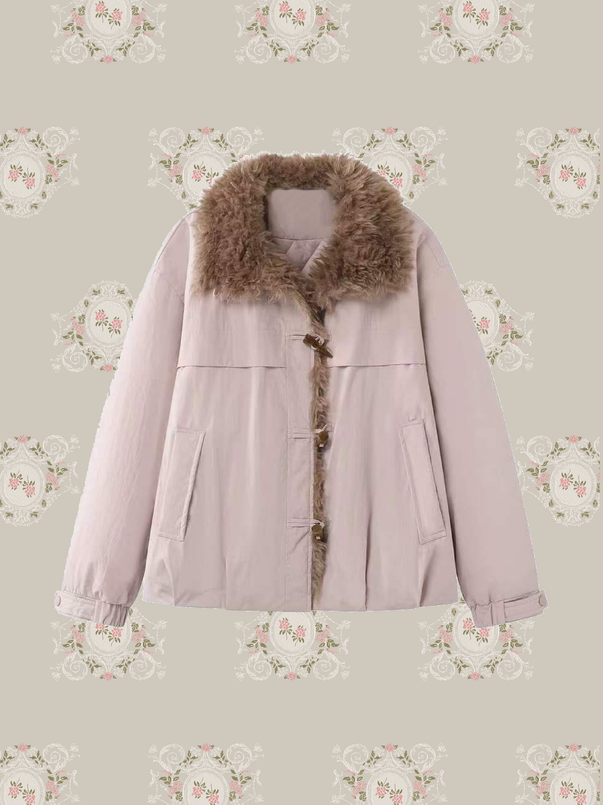 Faux Shearling Collar Toggle Button Down Jacket/フェイクシアリング襟トグルボタンジャケット