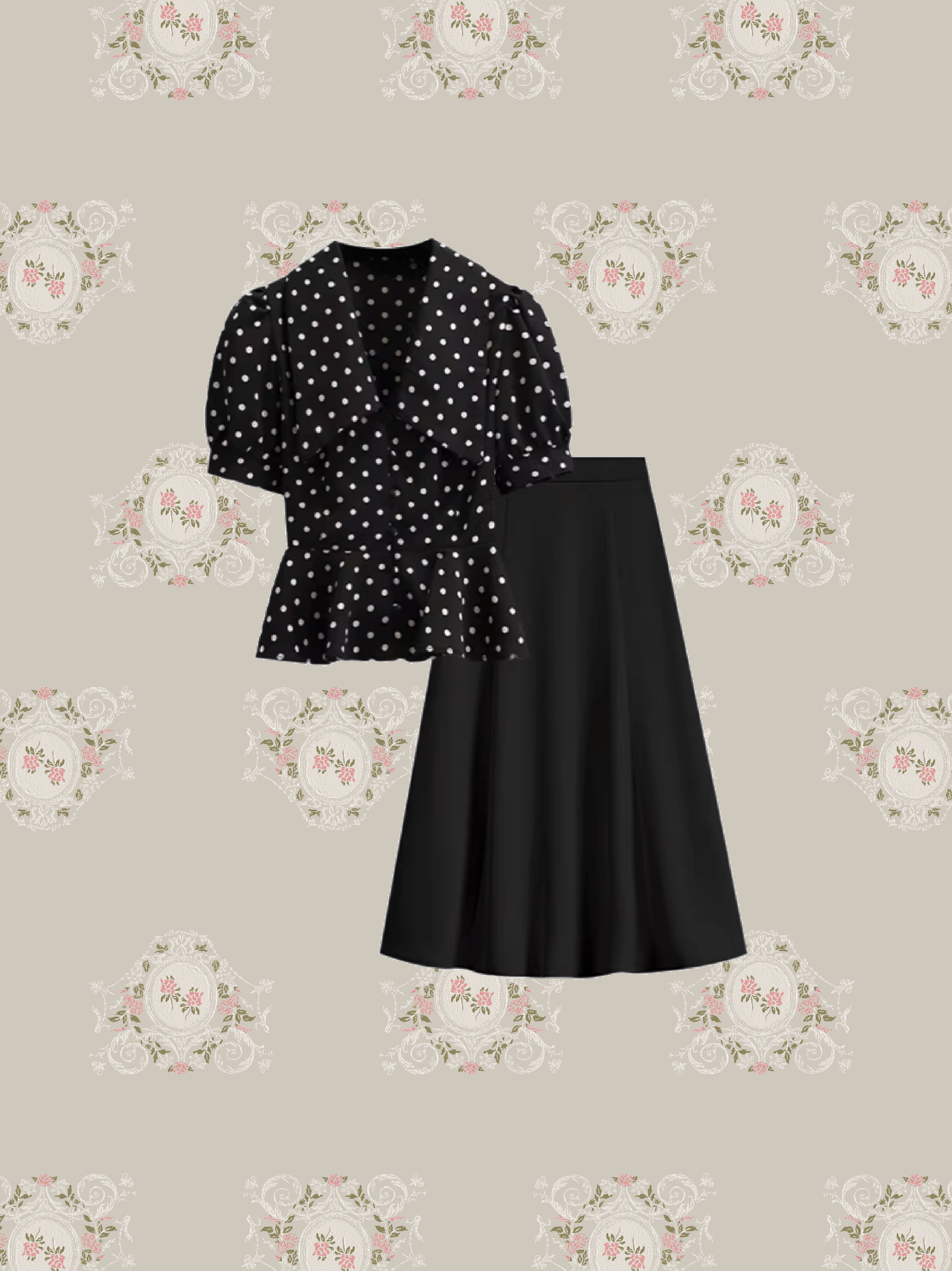 Puff Sleeve Dots Set Up/パフスリーブドットセットアップ