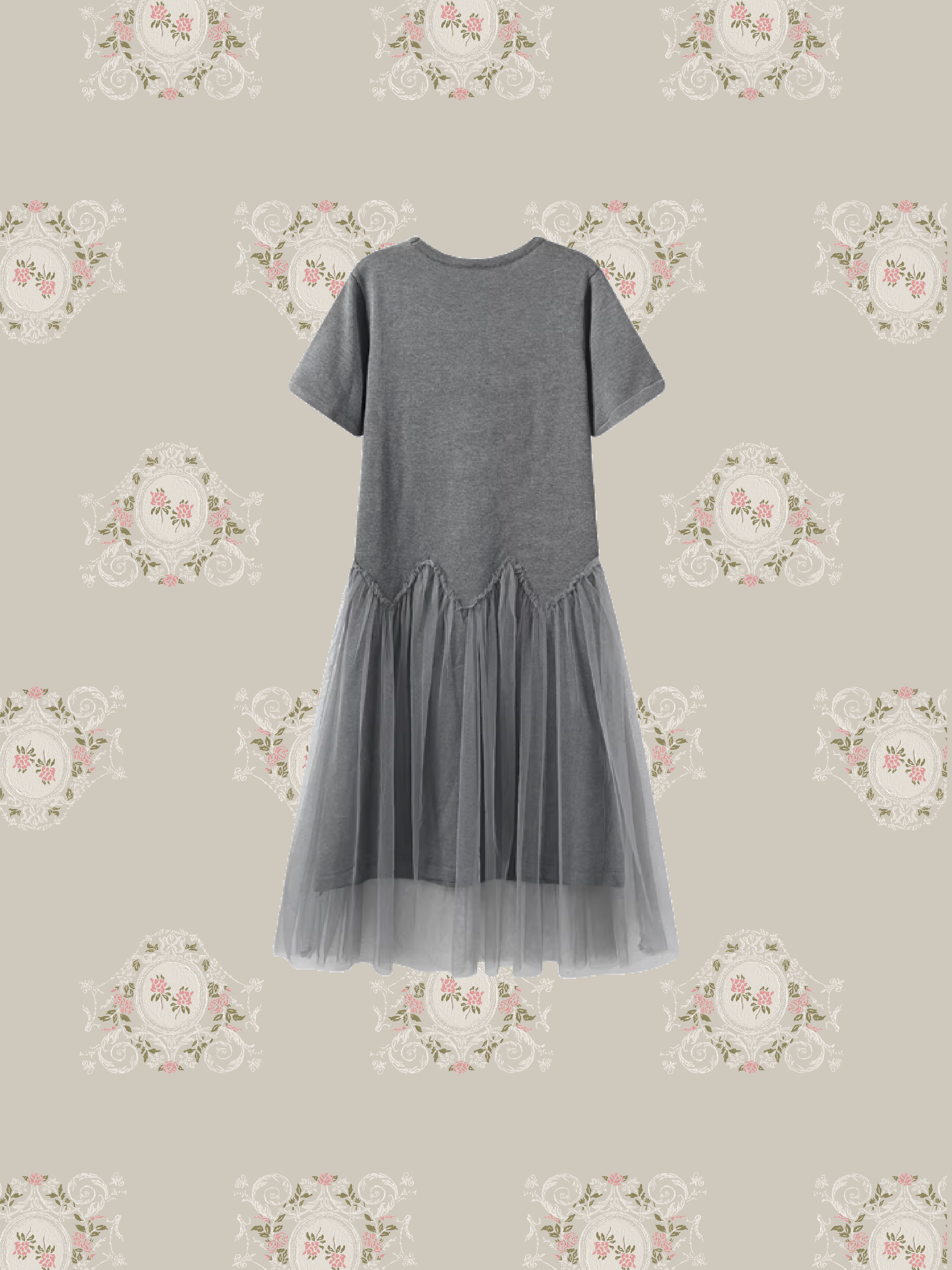 Romantic Mesh Ribbon Gray One Piece/ロマンティックメッシュリボングレーワンピース