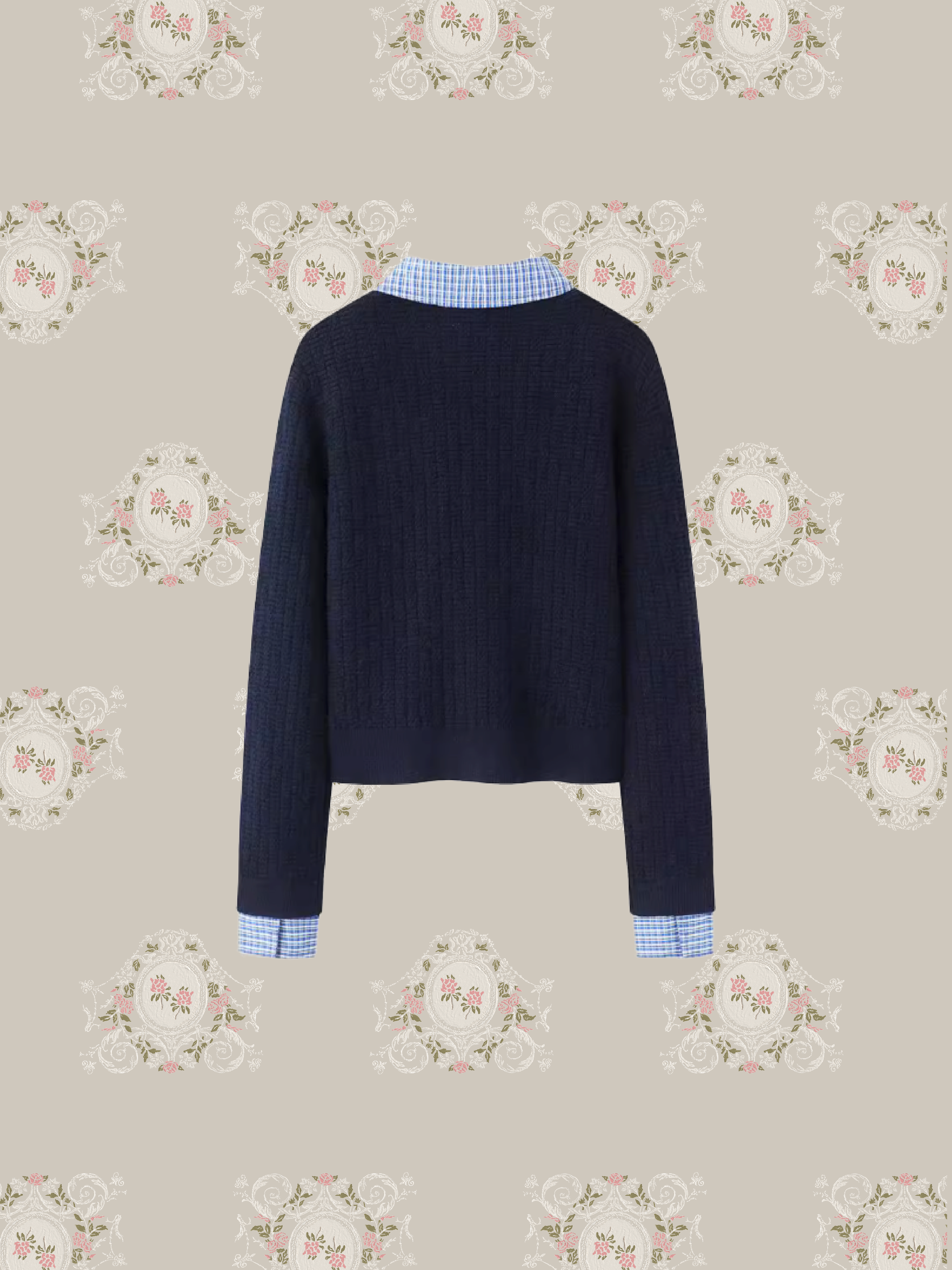 Preppy Shirt Stitching Cardigan/プレッピーシャツステッチカーディガン