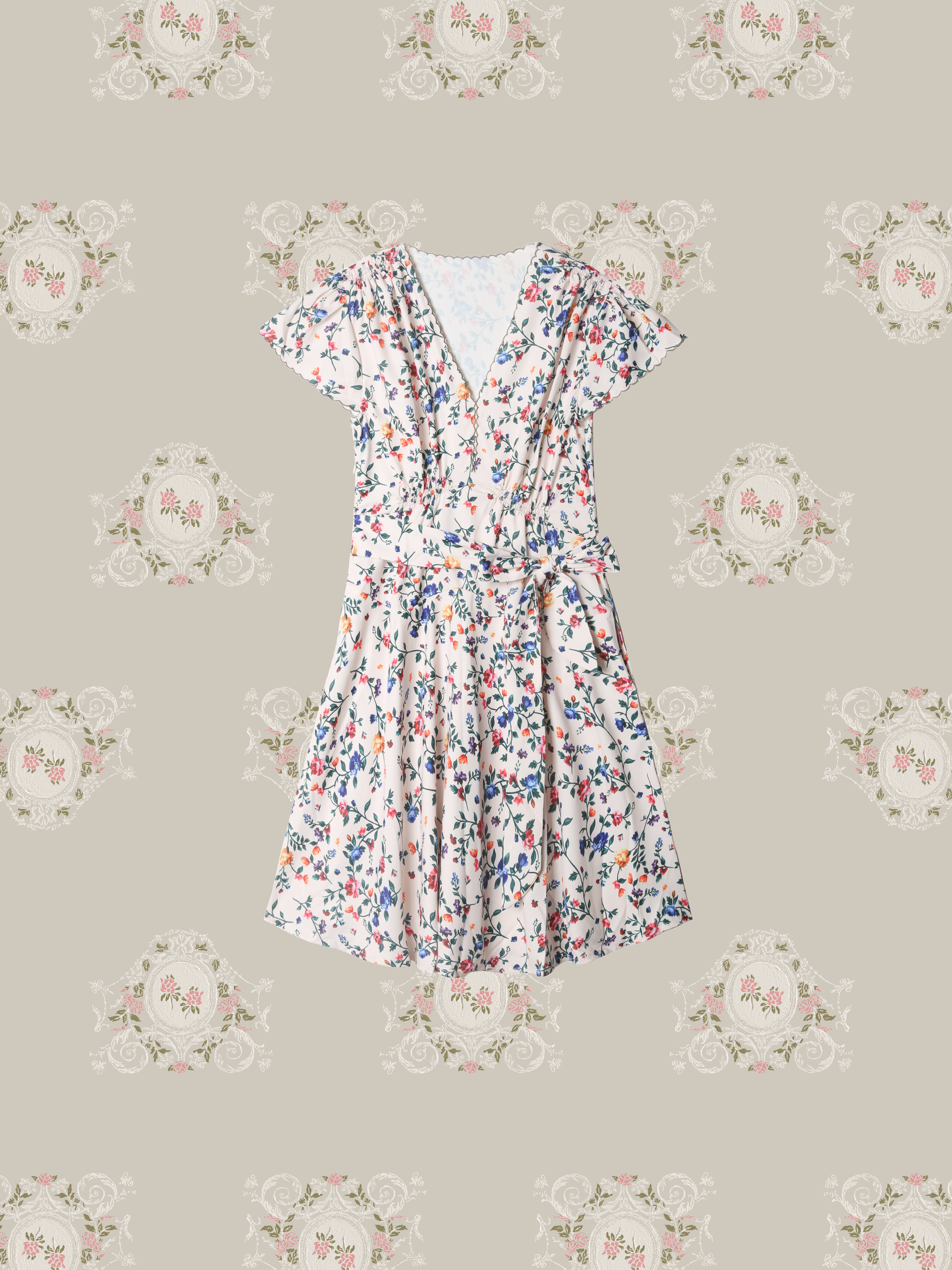 Waisted Floral One Piece/ウエスト花柄ワンピース