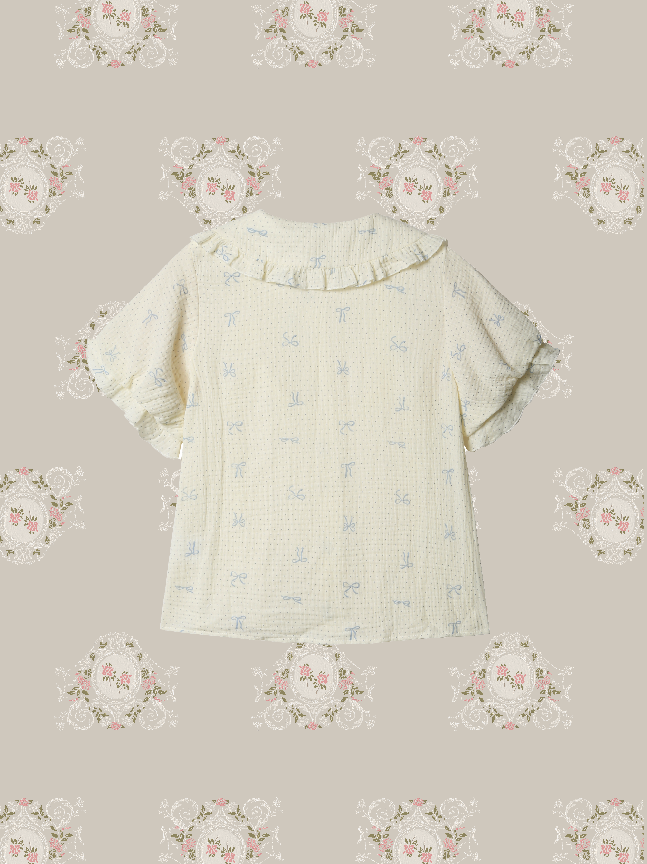 Ruffle Dotted Bow Blouse フリルドットボウブラウス