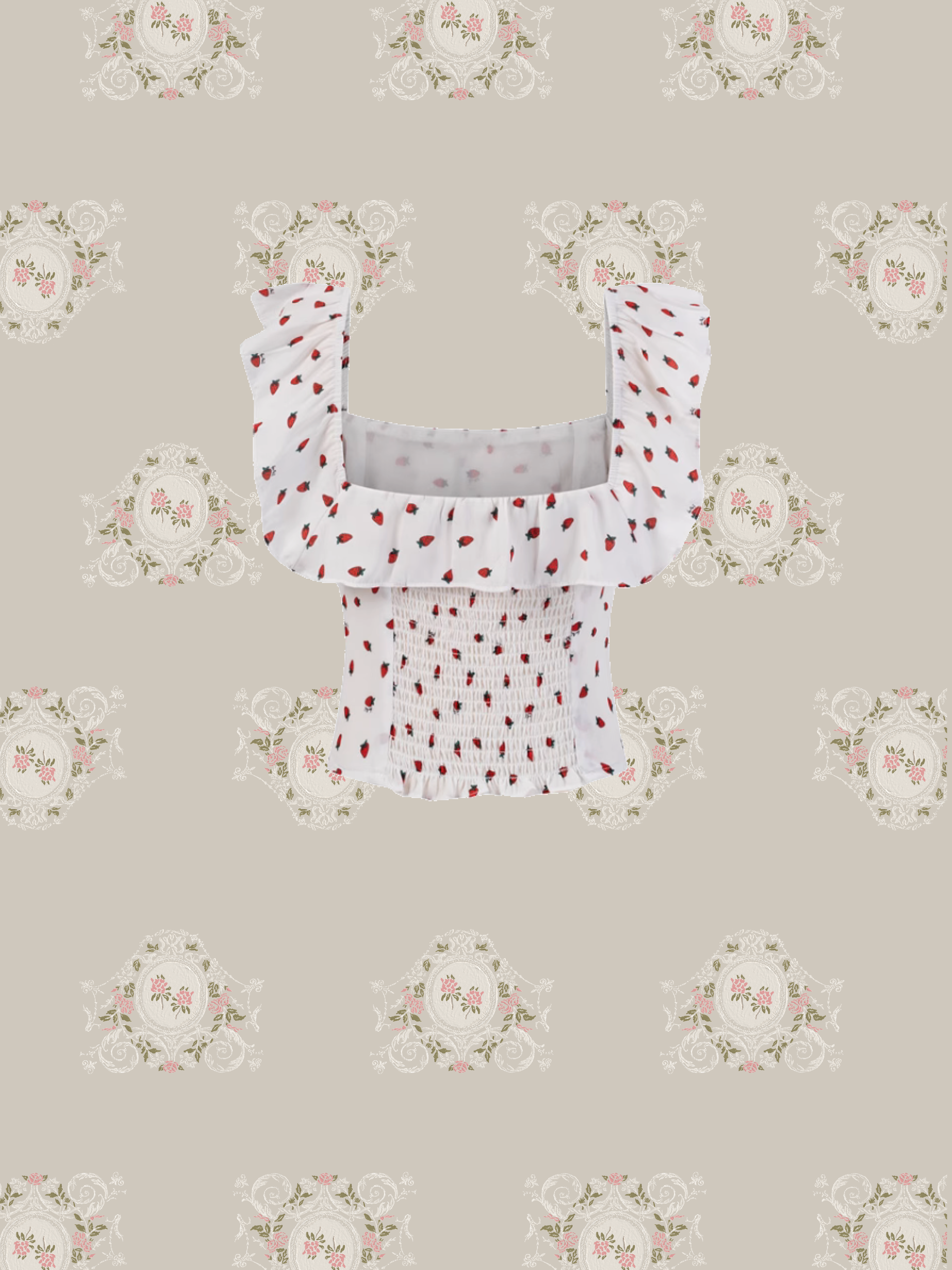 Cheerful Pattern Ruffle Short Top/柄フリルショートトップス