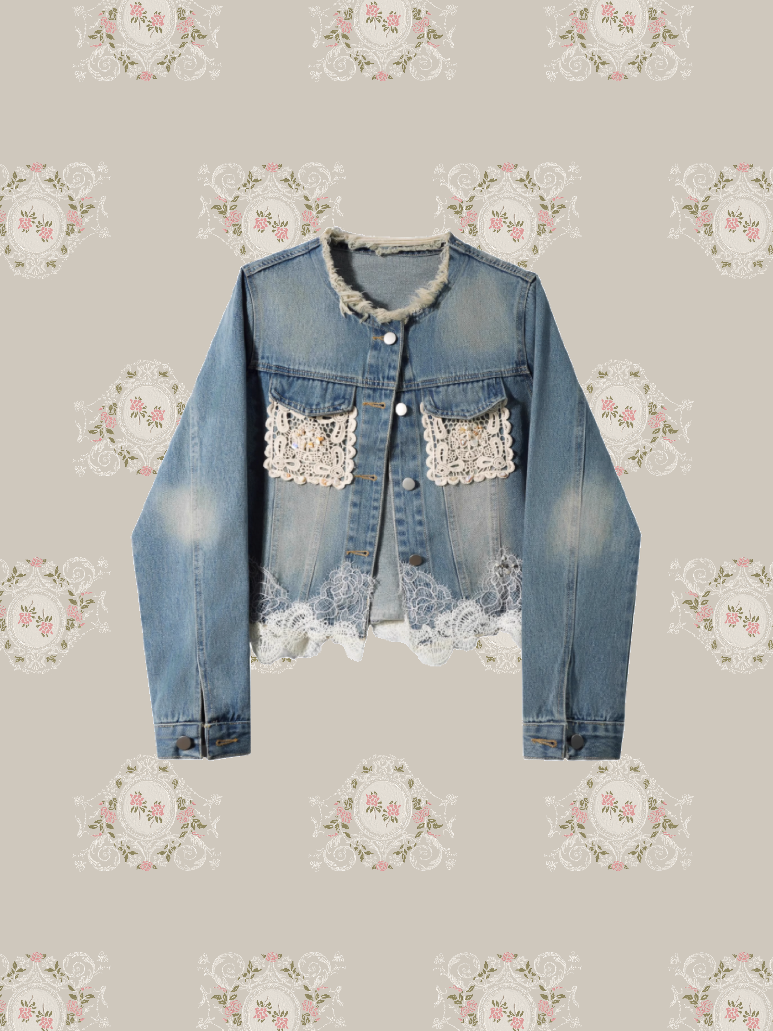 Lace Deco Denim Jacket/レースデコデニムジャケット