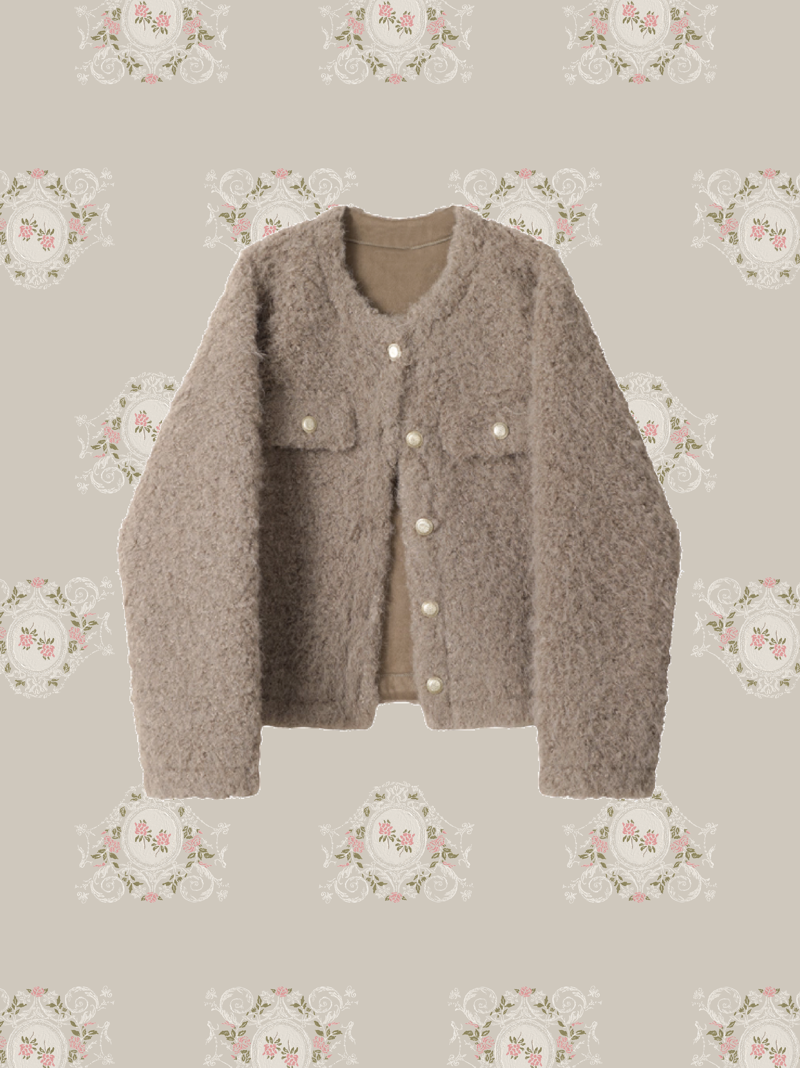 Elegant Golden Button Fur Coat/エレガントゴールドボタンファーコート