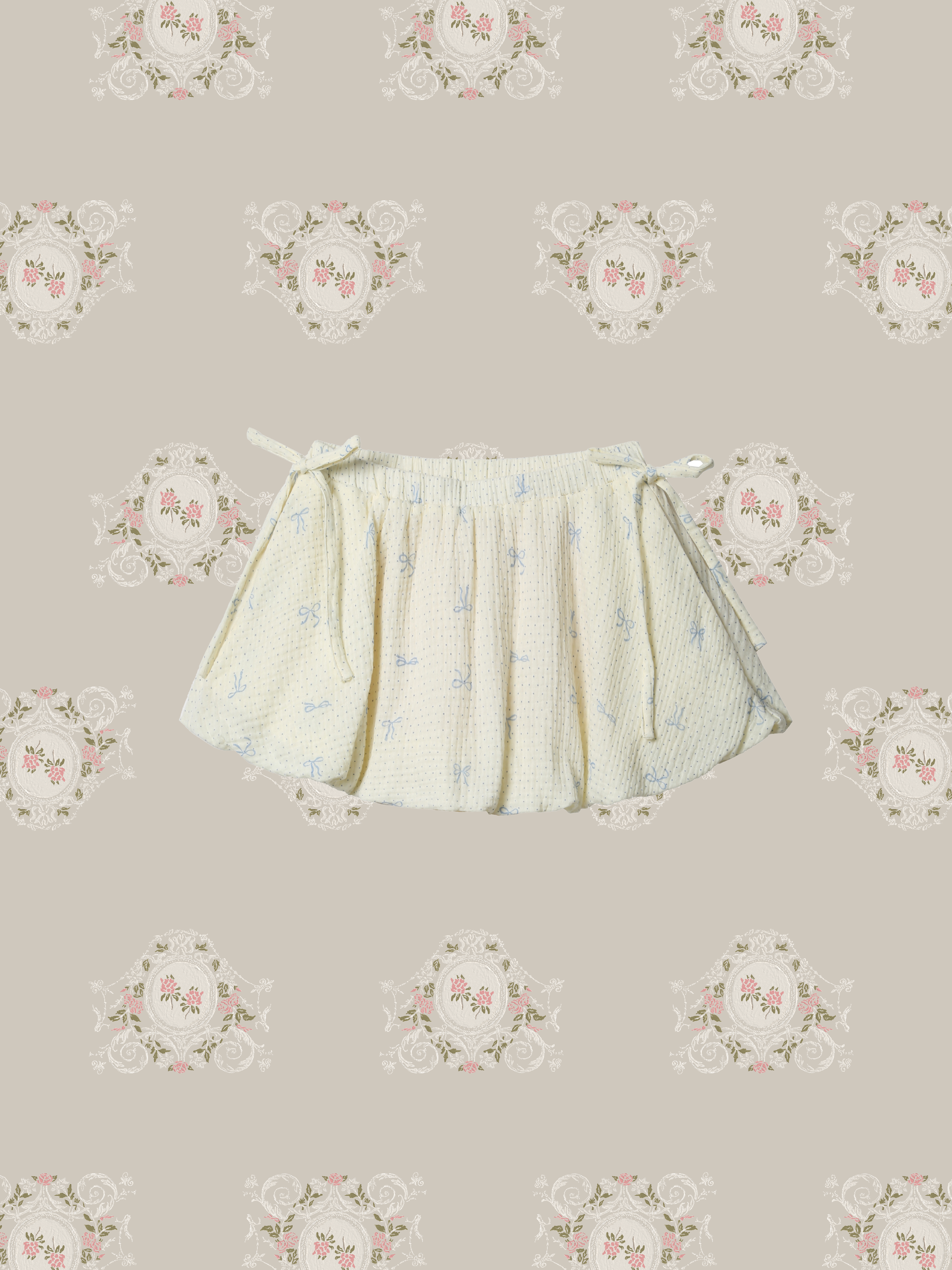 Bow-Trimmed Dot Bubble Skirt リボントリムドットバブルスカート